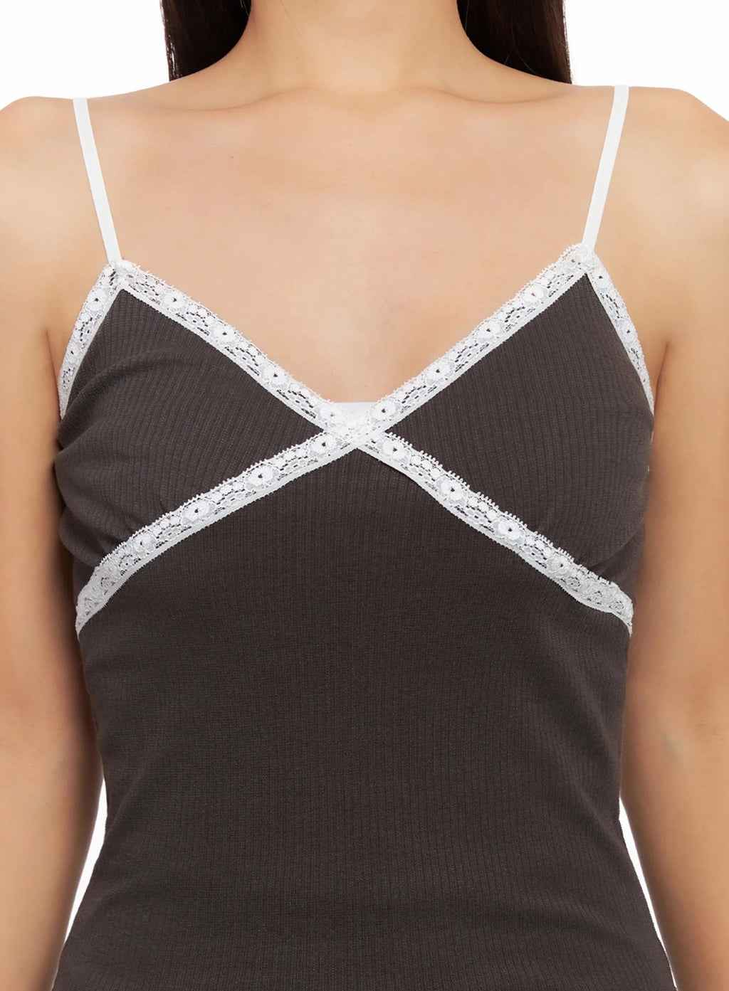 Ribbed Lace Trim Camisole IG528