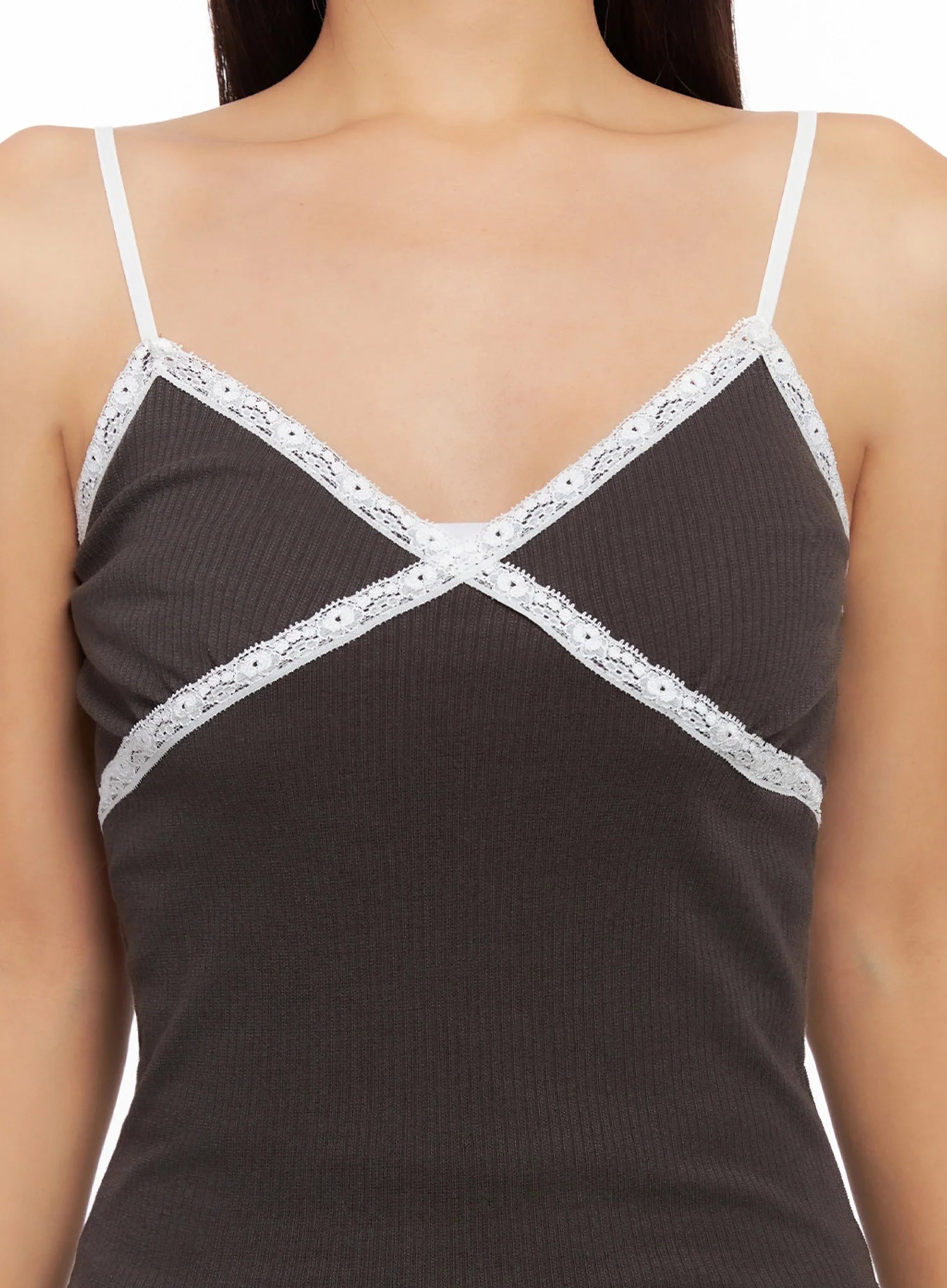 Ribbed Lace Trim Camisole IG528