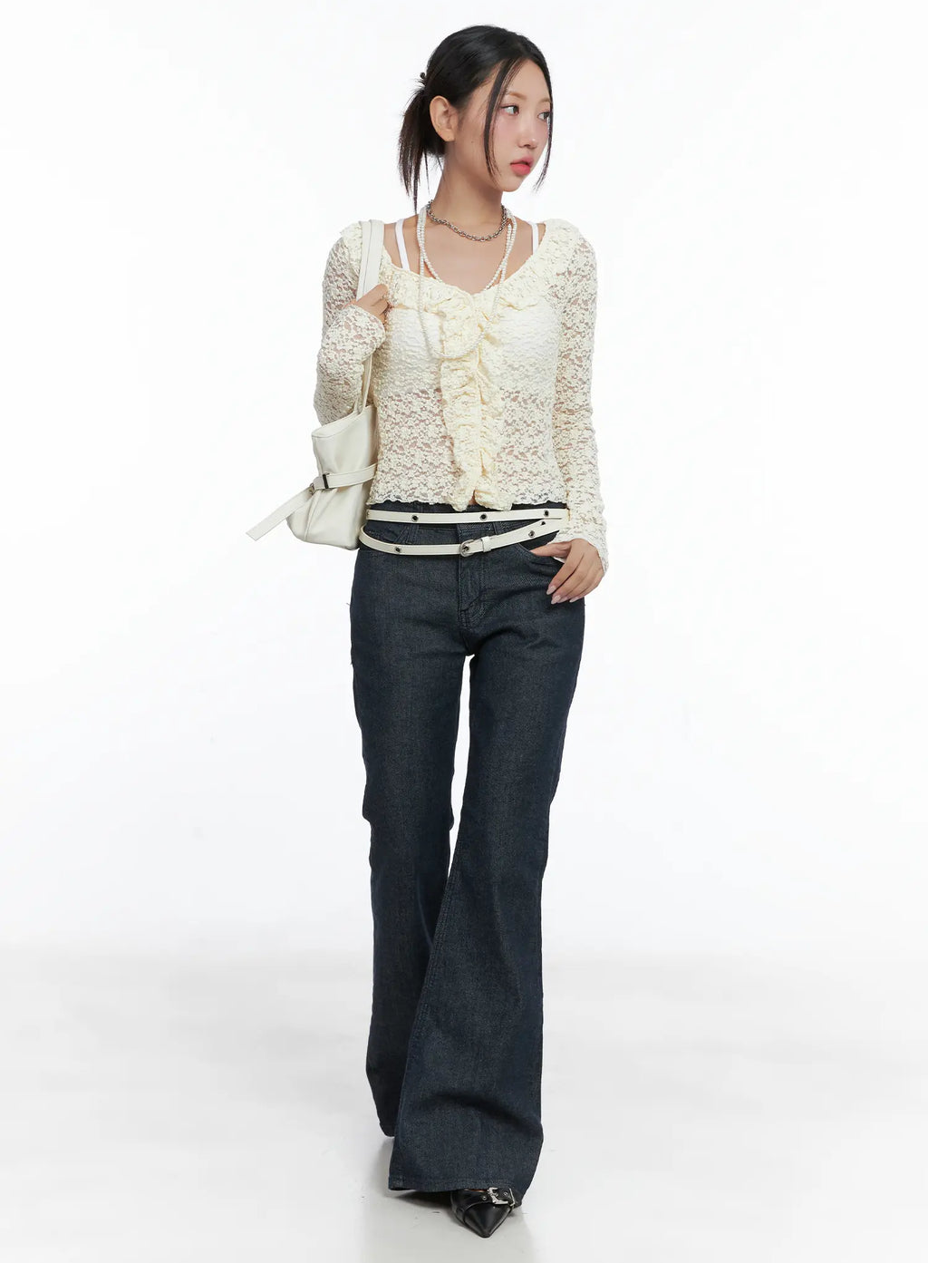 Lace Ruffle Long Sleeve Top CS502