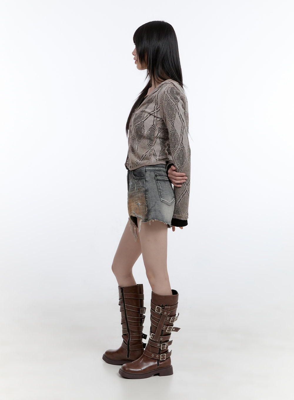 Sheer Lace Hook Hooded Cardigan CG413