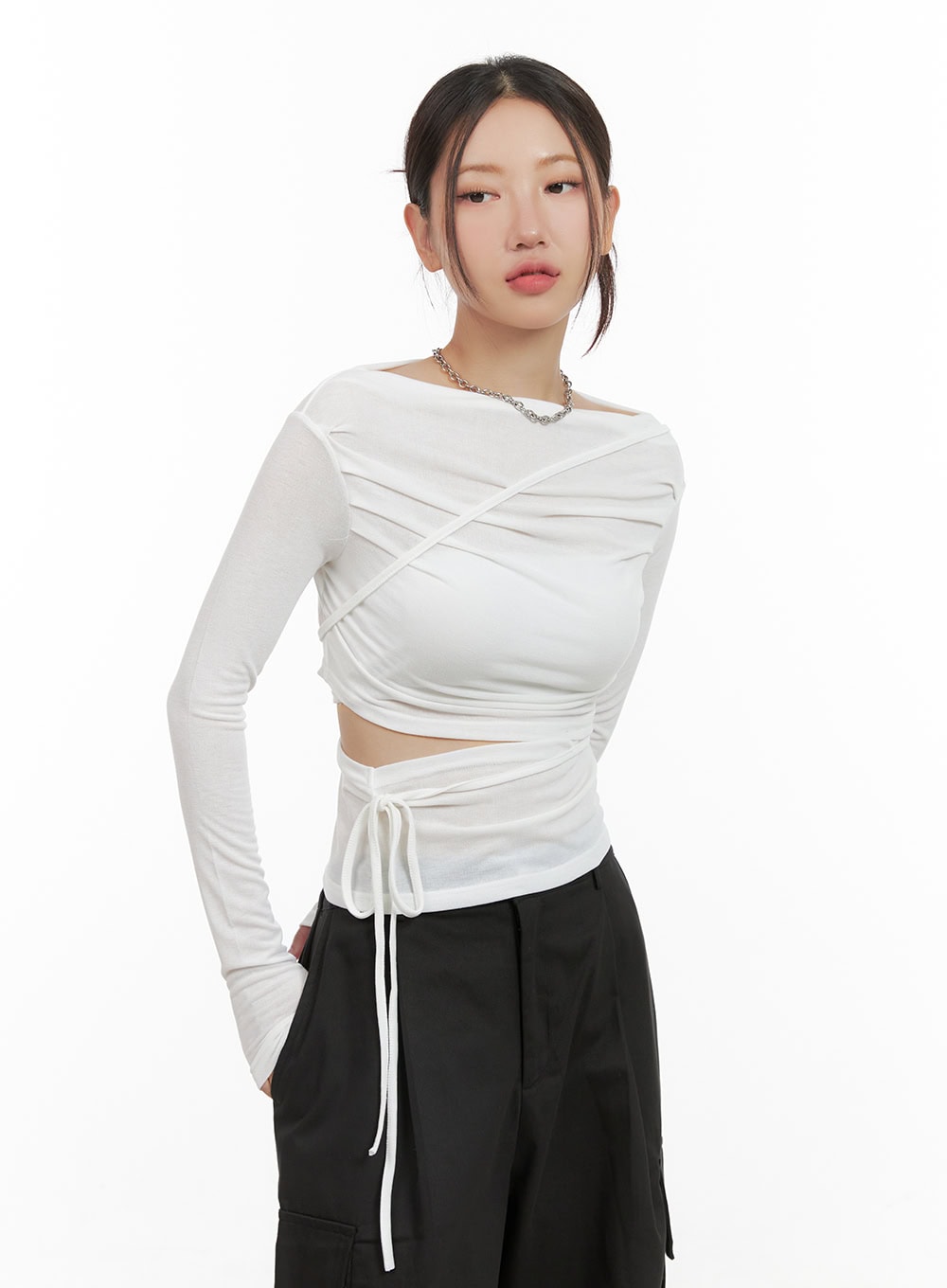 Boat Neck Strap Cut-Out Top CG422