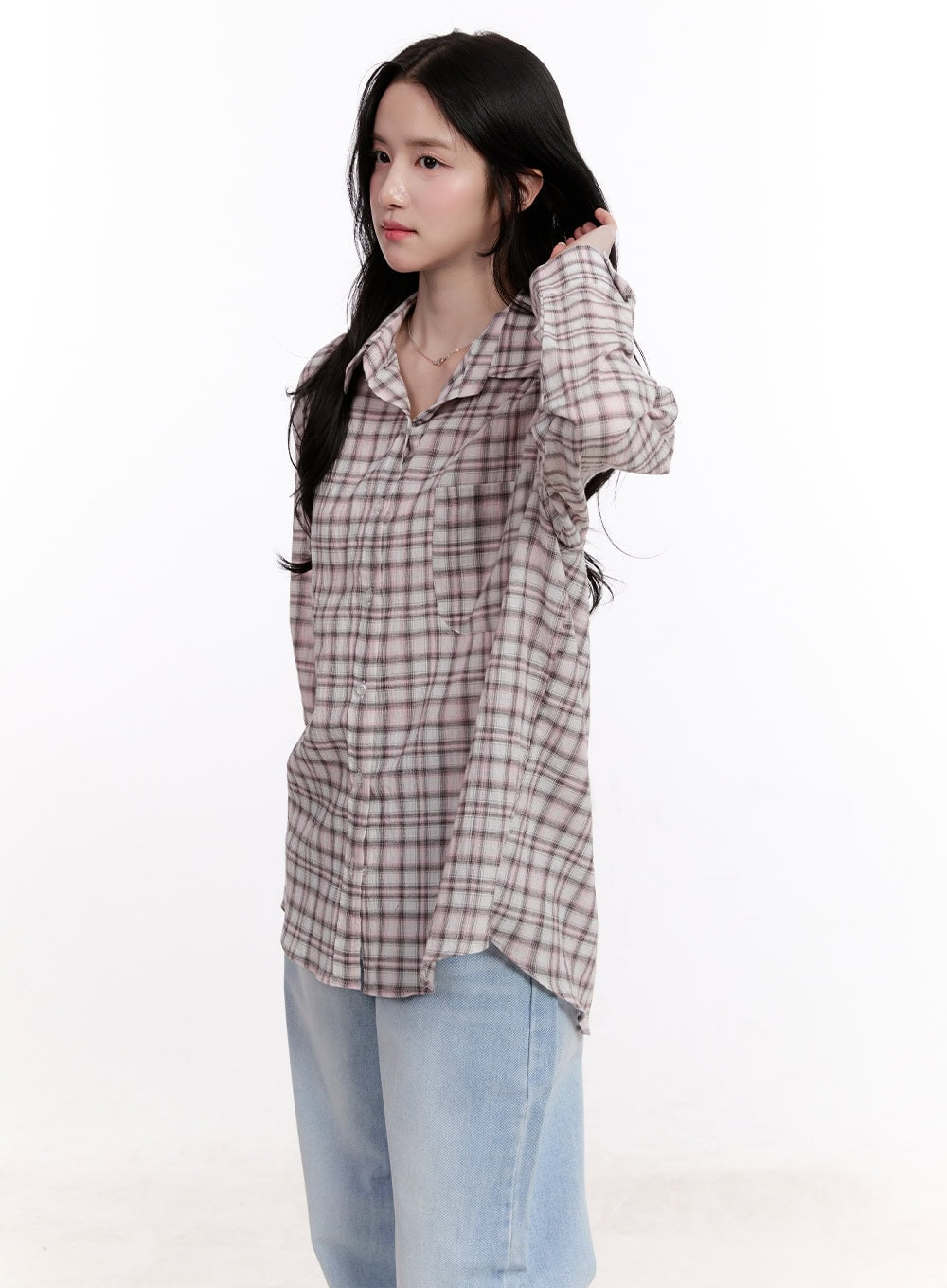 Checkered Oversize Collared Shirt CM527