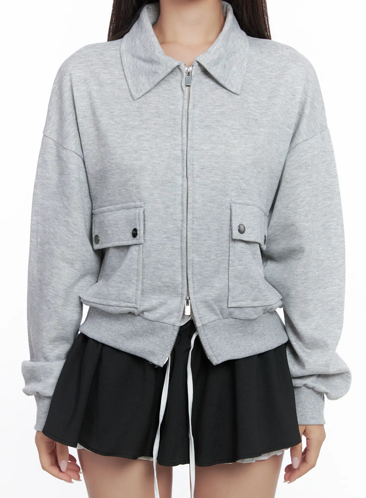 Collared Pocket Zip-Up Jacket