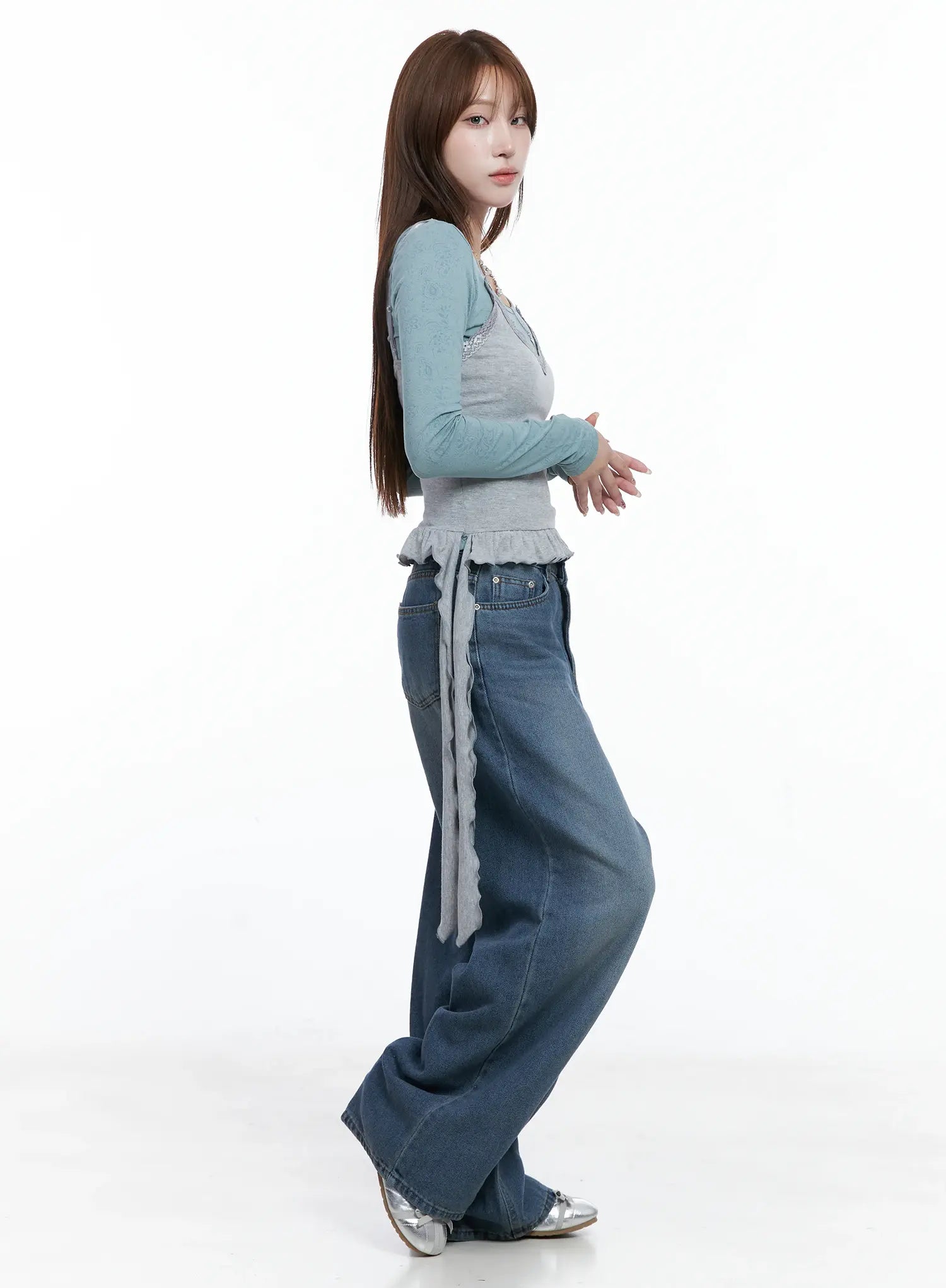 V-Neck Frill Crop Cami Top CS501