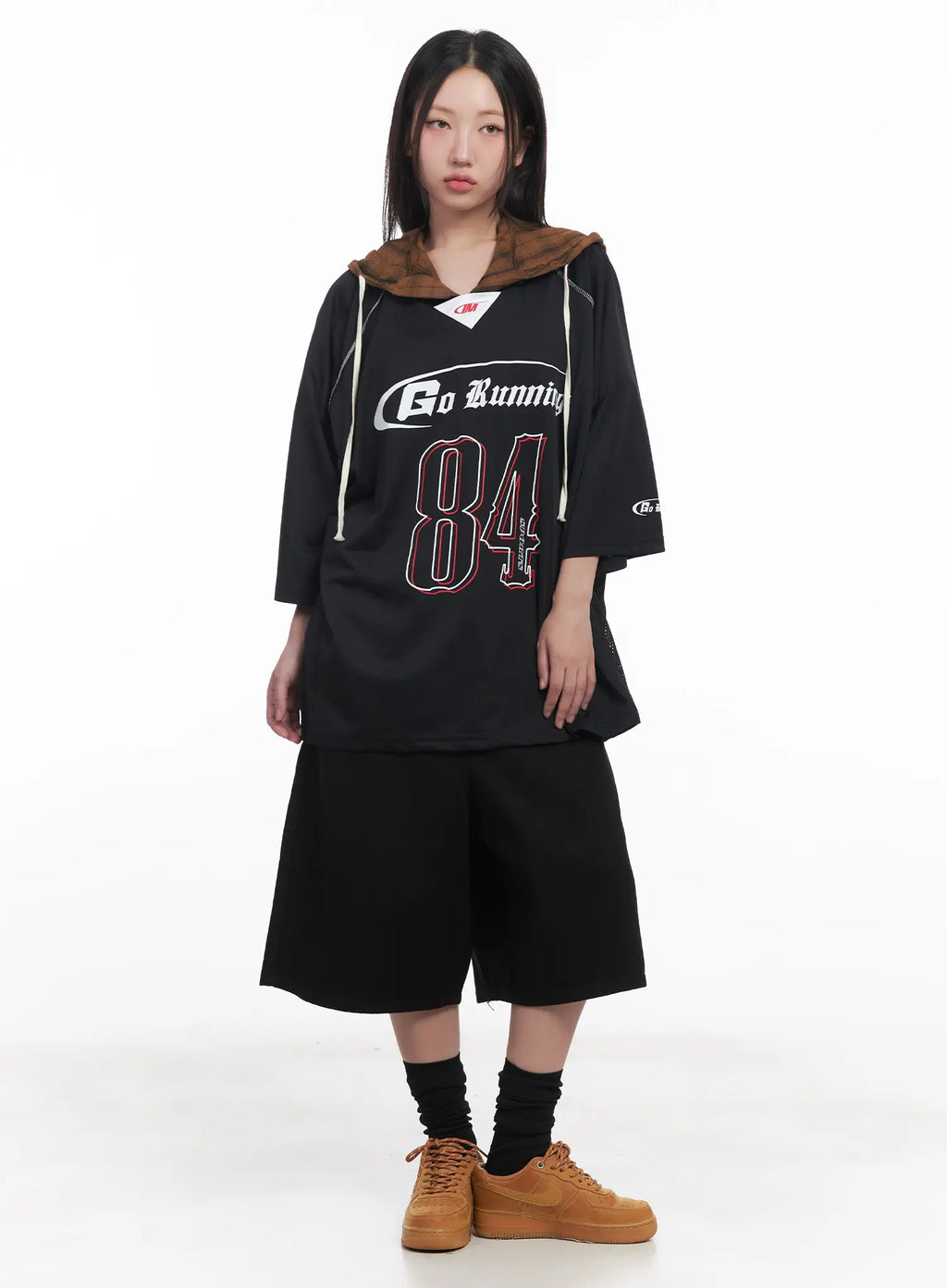 Oversized Graphic V-Neck Jersey CU517