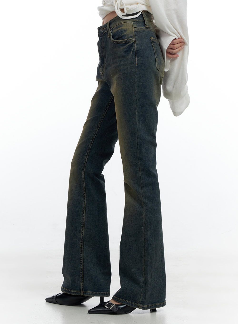 Juno Yellow Slim Bootcut Denim Jeans CS419