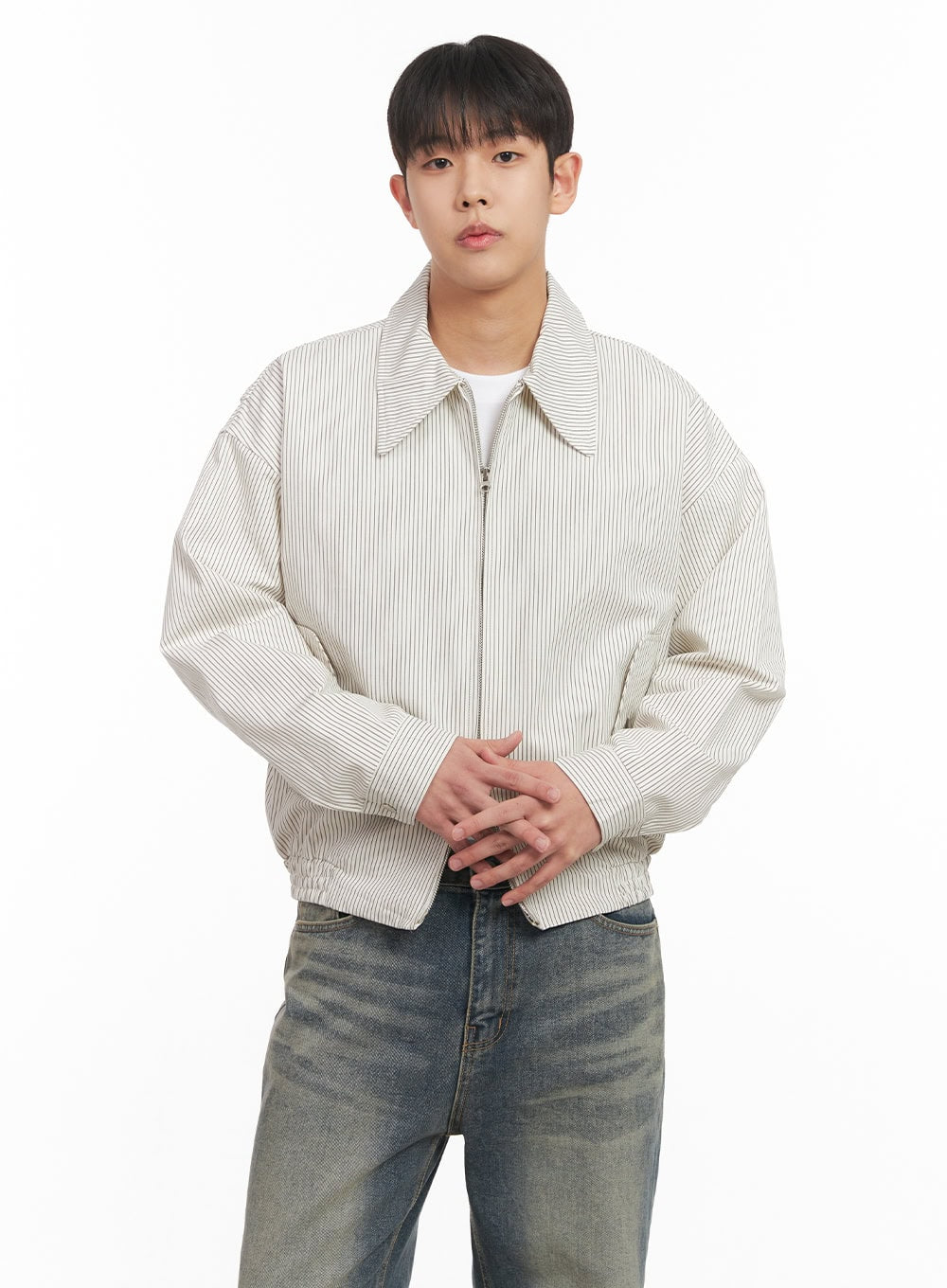 Men's Cotton Striped Zip-Up Jacket IM517