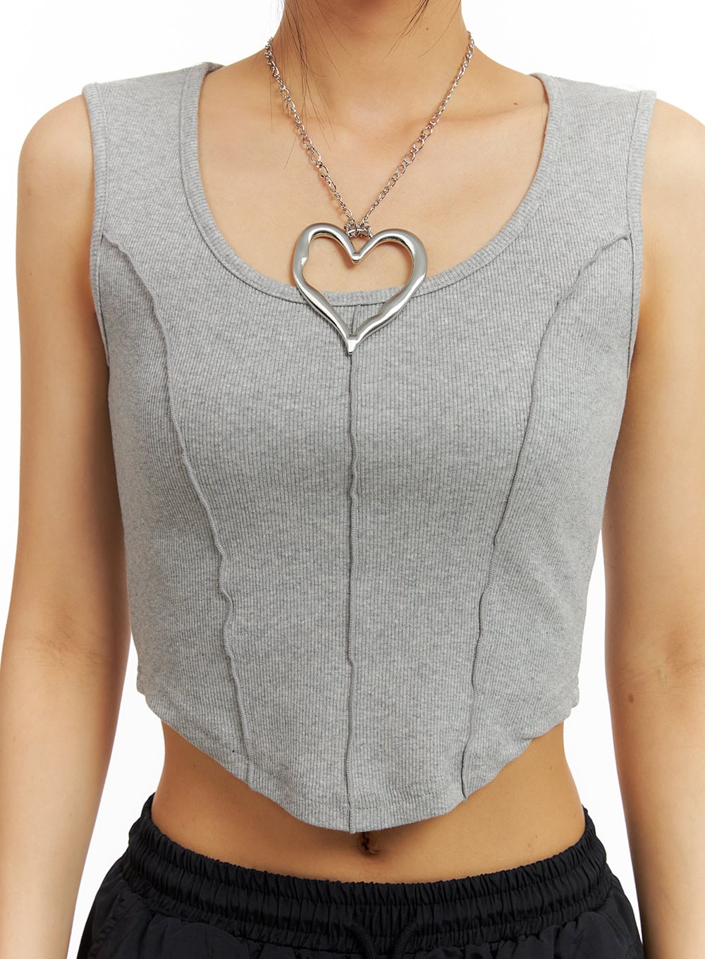 Metal Heart Pendant Chain Necklace CA424