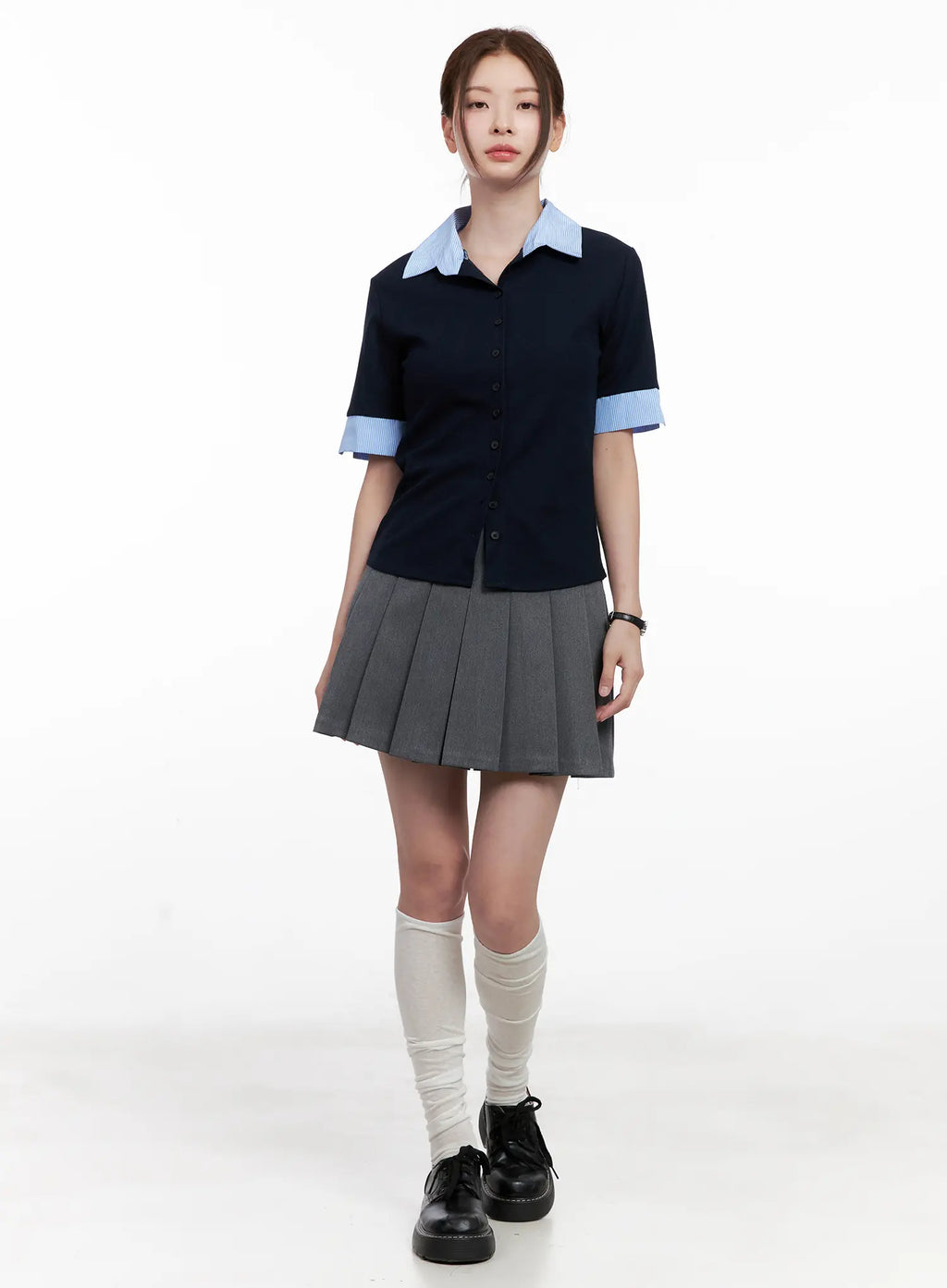 Layered Collar Short-Sleeve Shirt CL524