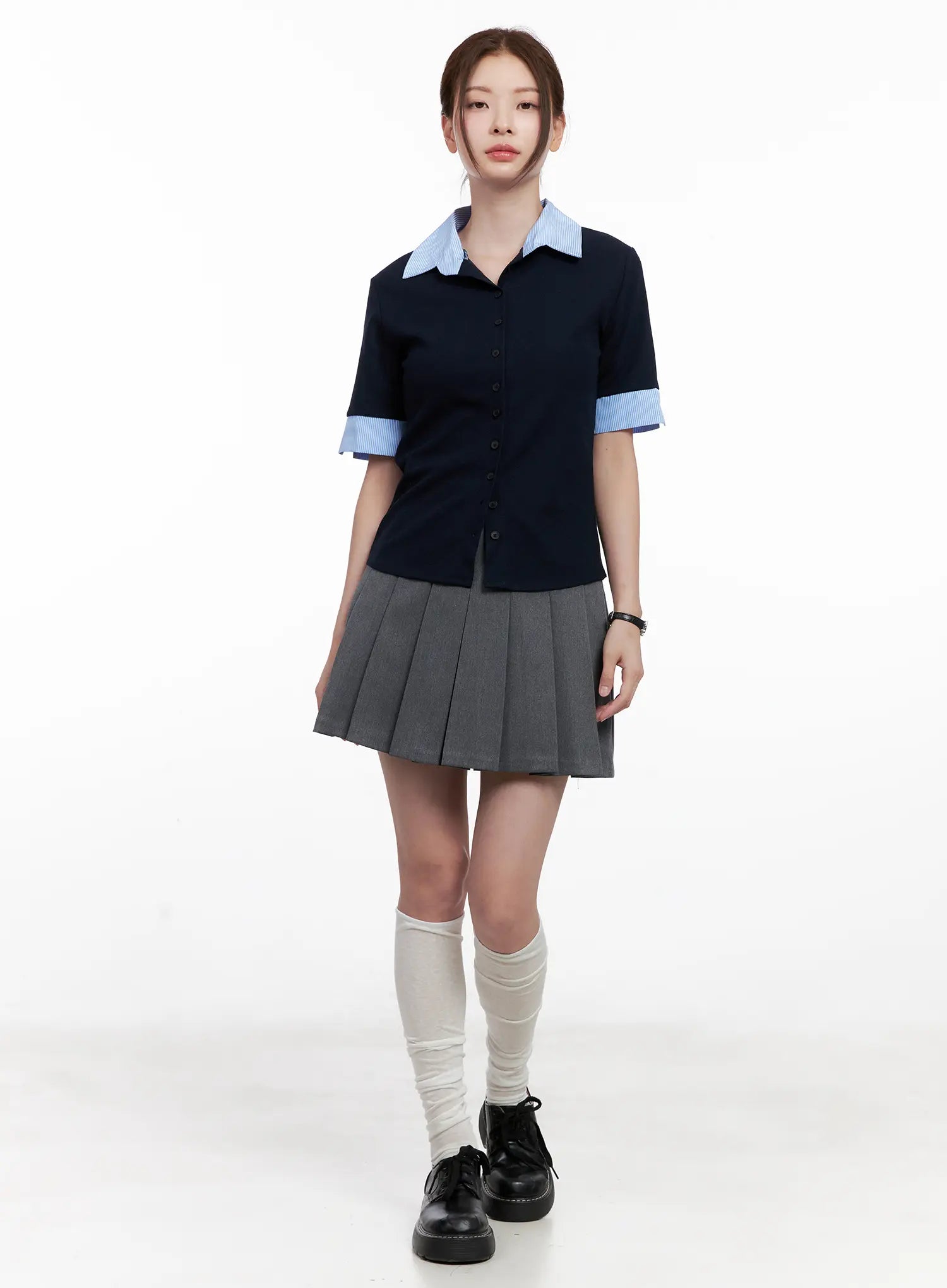 Layered Collar Short-Sleeve Shirt CL524