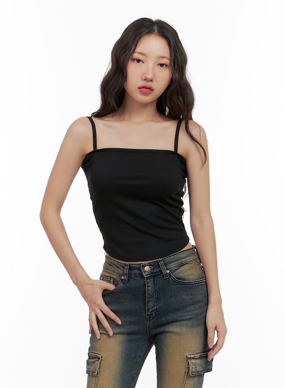 Shirred Square Neck Layered Top CG422