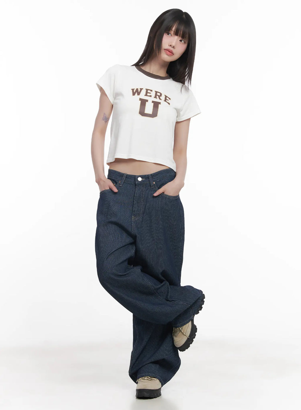 Graphic Two-Tone Crop Tee CU518
