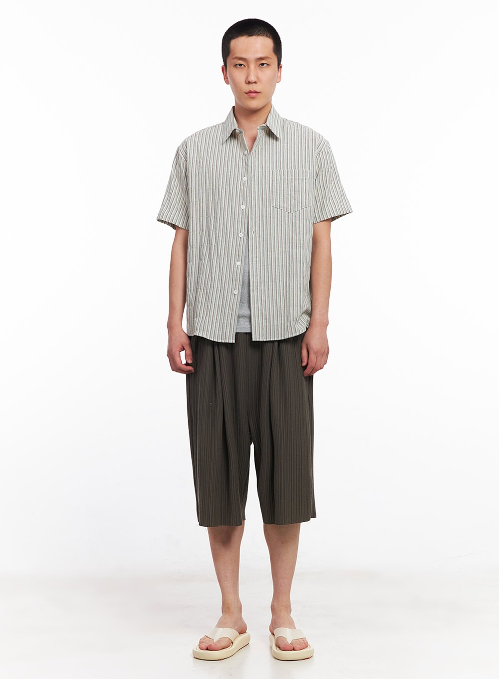 Men's Striped Collared Shirt IU512