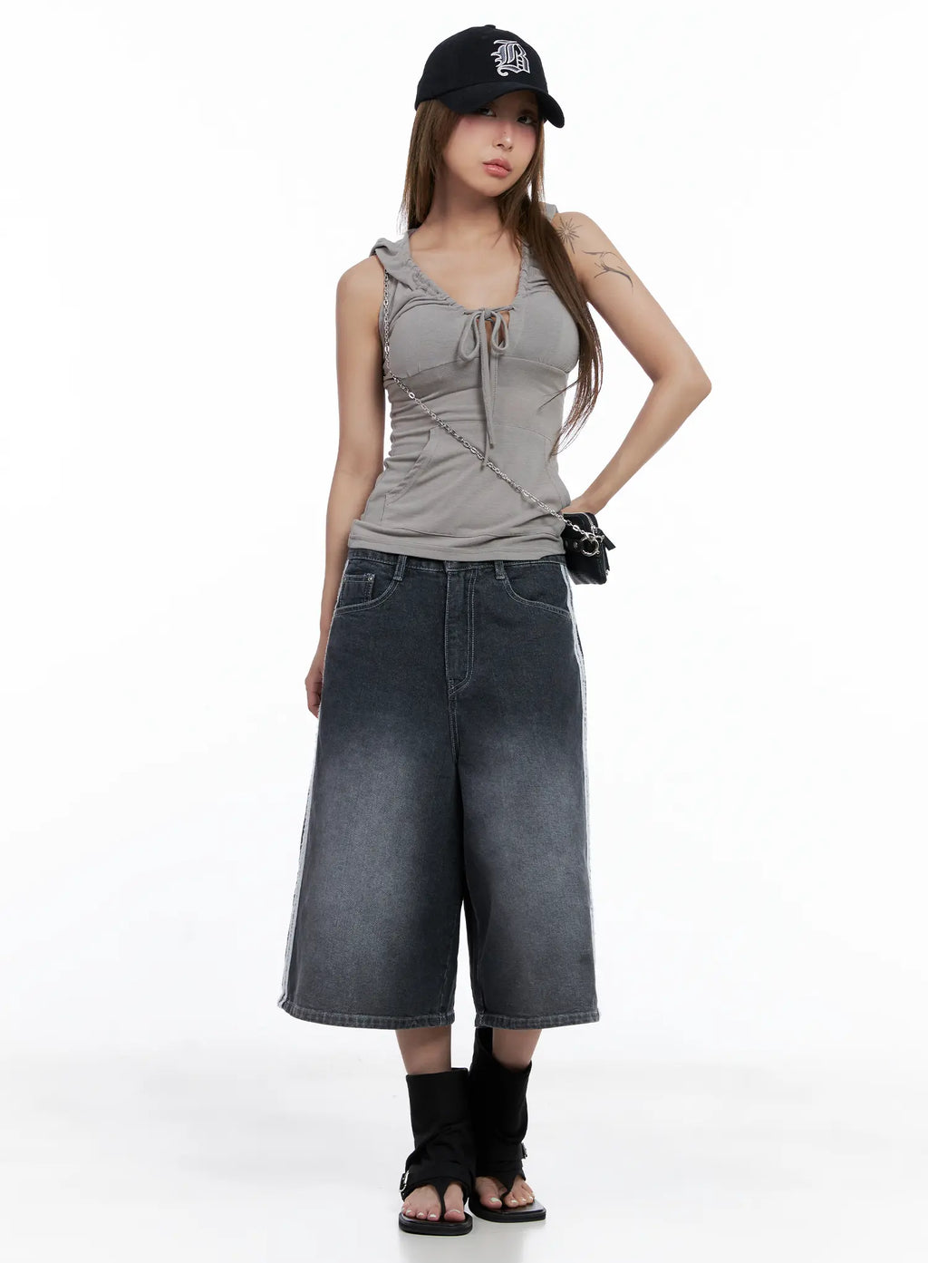 String Hooded Sleeveless Top CL510