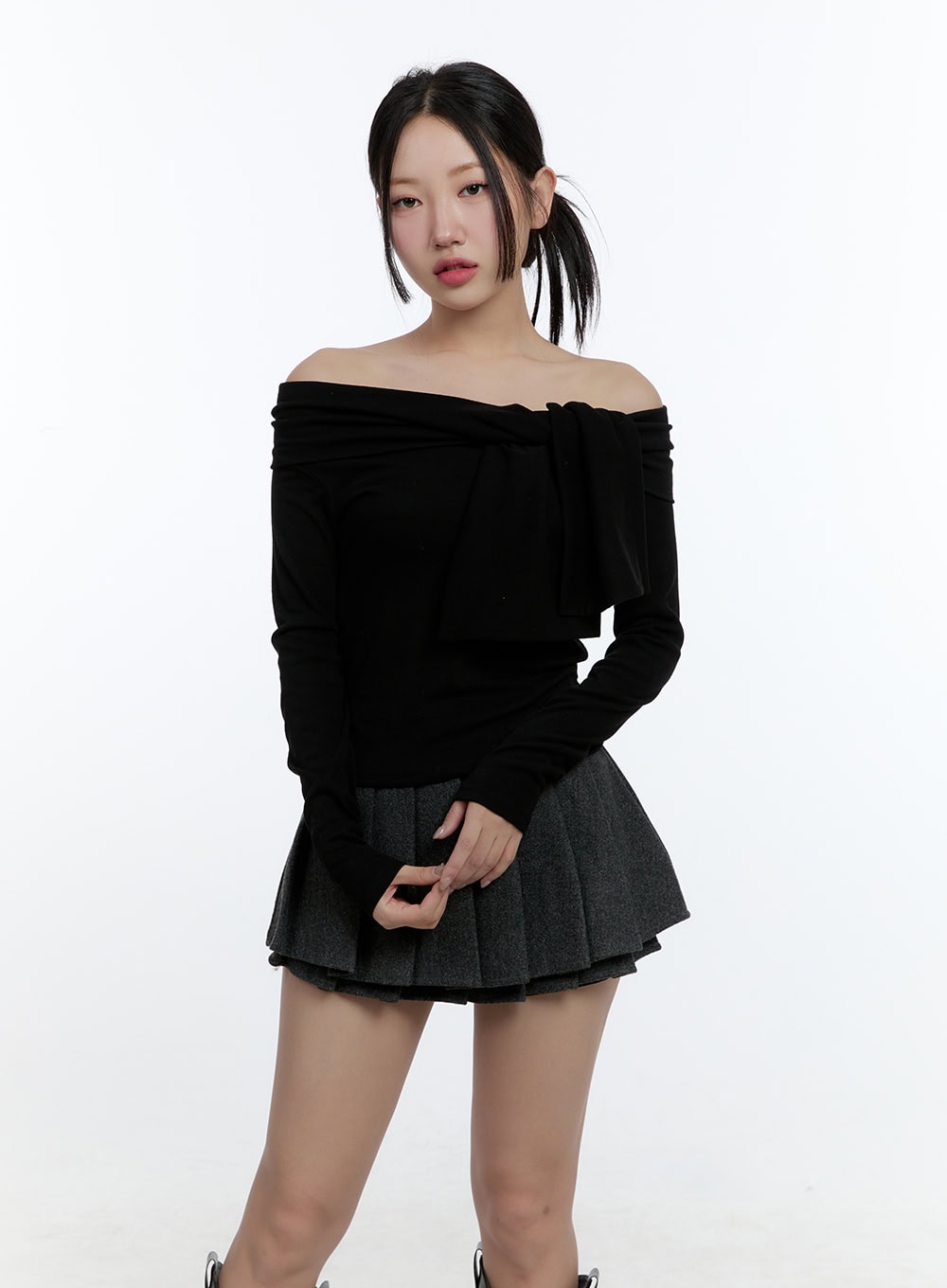 Off Shoulder Ribbon Crop Top CD423