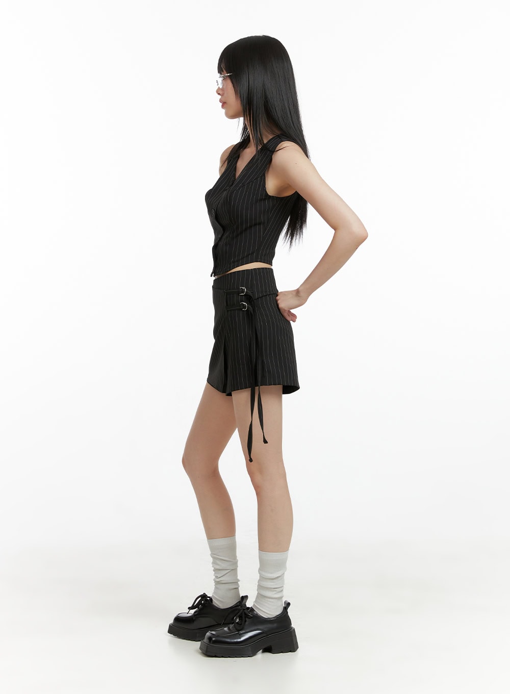 Stripe Buckle Wrap Shorts CL402