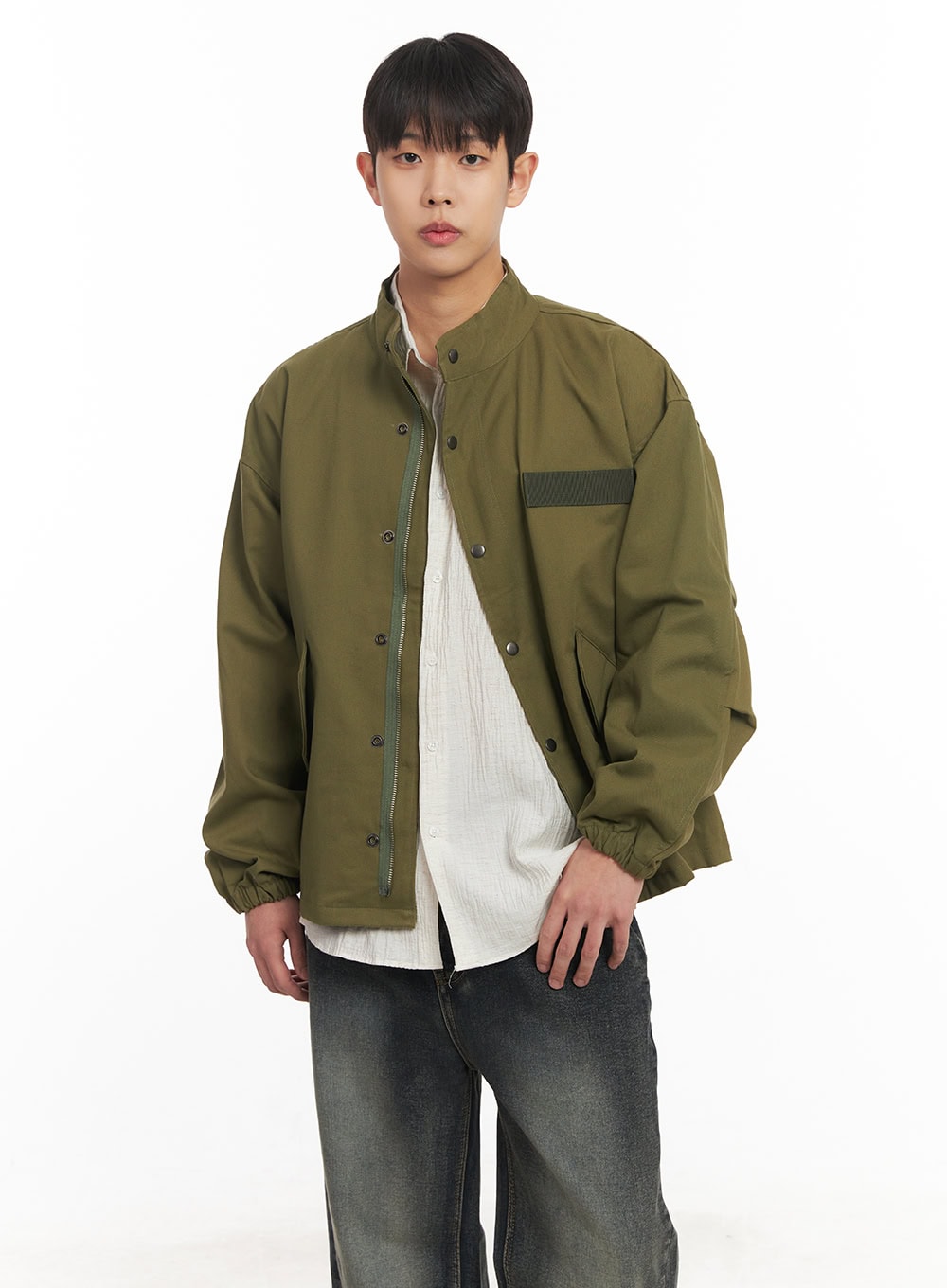 Men's Buttoned Zip-Up Coat IM514