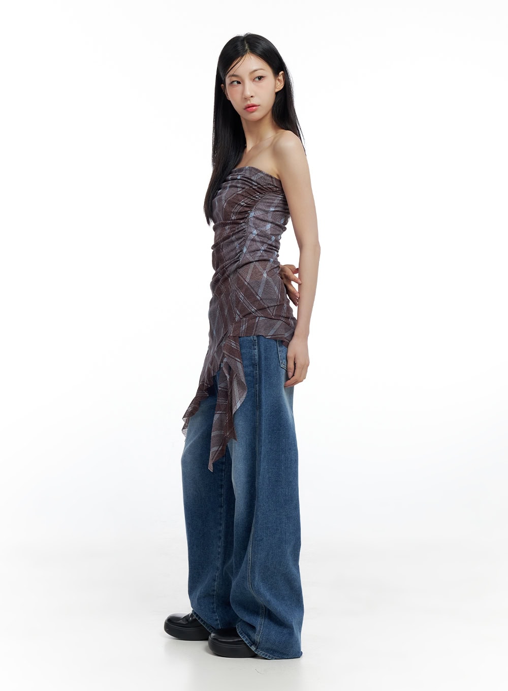 Checkered Ruffle Midi Dress CO426