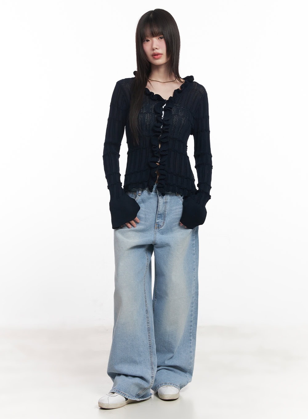 Cierra Washed Wide-Leg Jeans CY520
