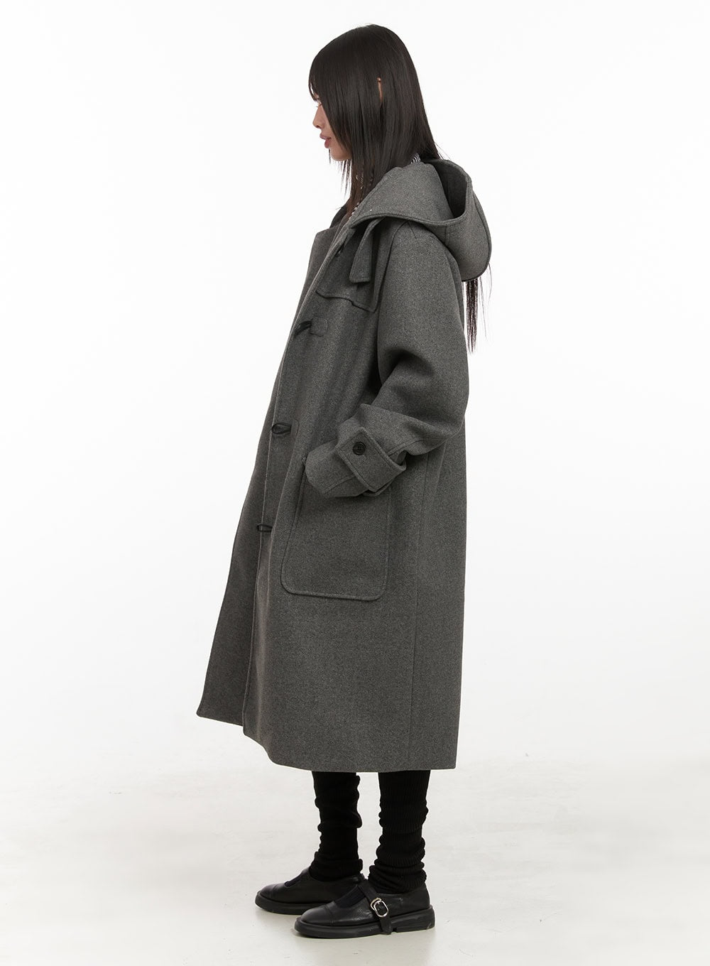 Oversized Wool-Blend Hooded Coat CD425