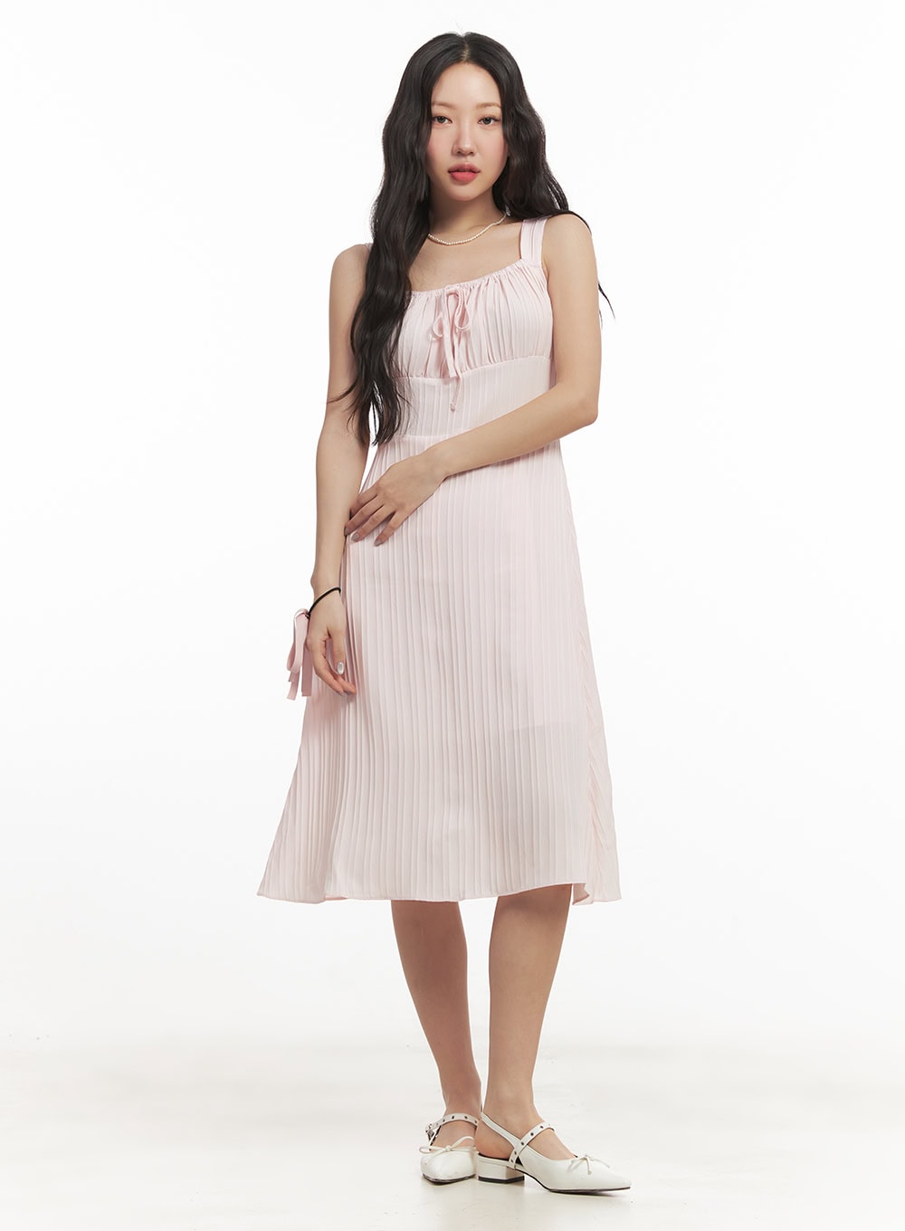 Ribbon Bustier Flowy Midi Dress CF520