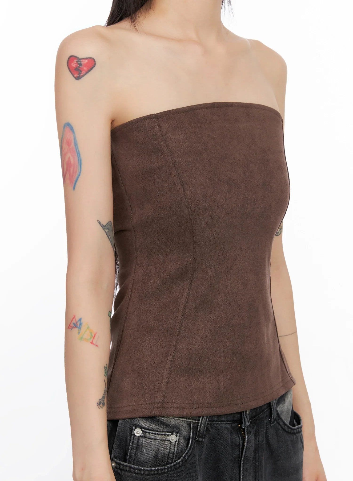 Faux Suede Tube Top IS508