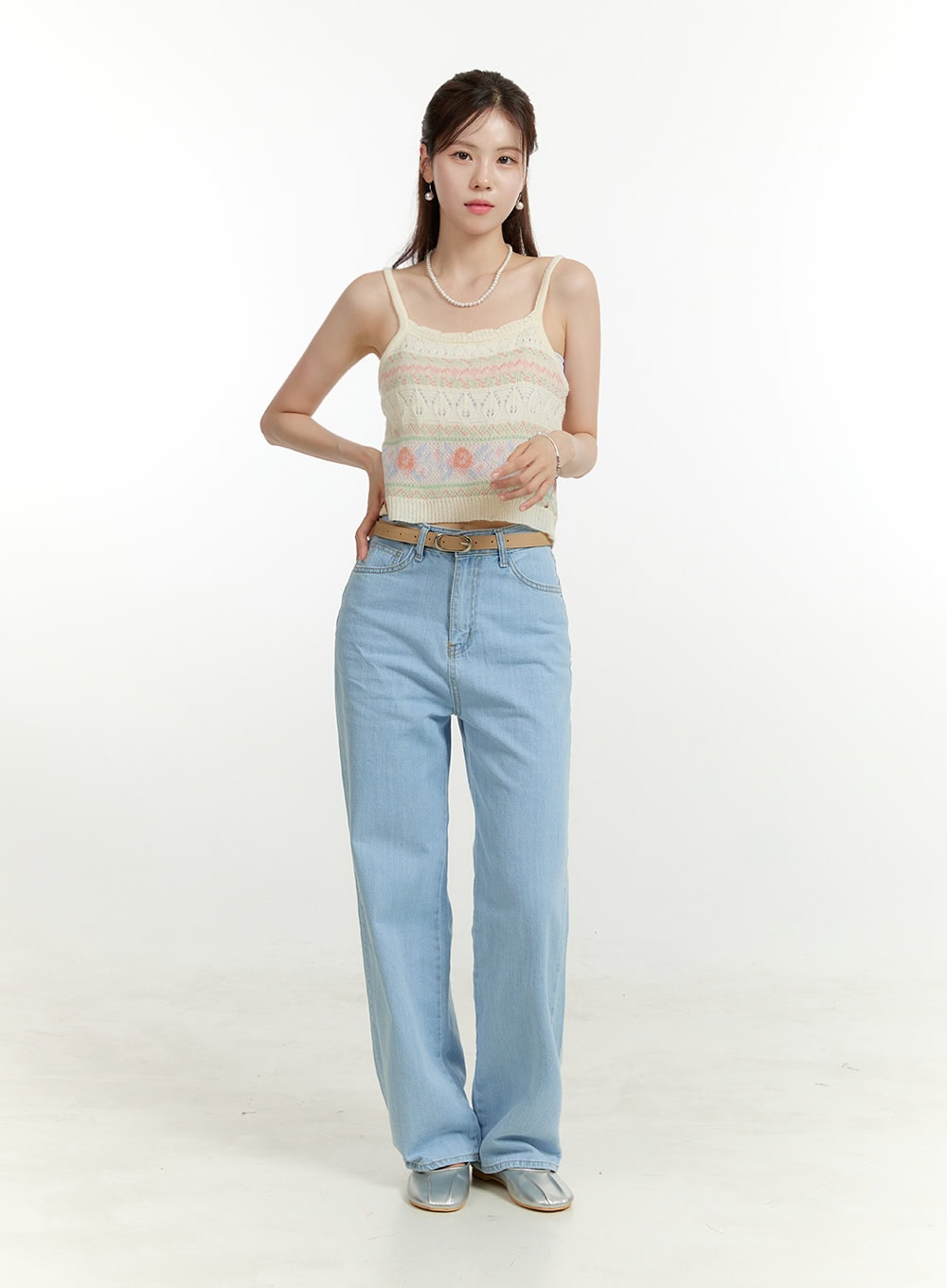 Washed Straight Jeans OU428