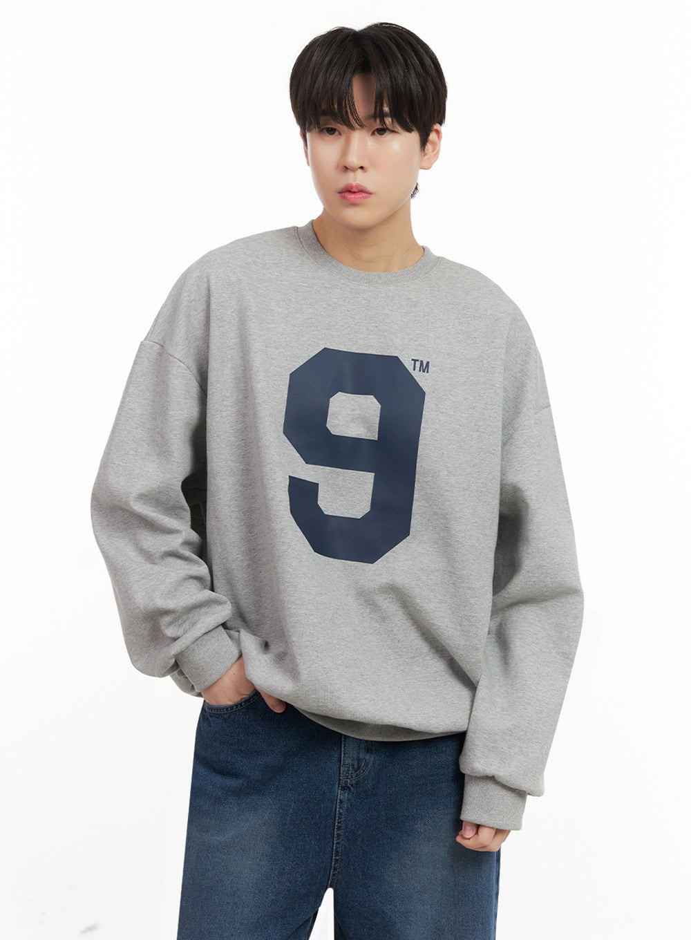 Men's Oversized 9 Graphic Crew Neck IJ517