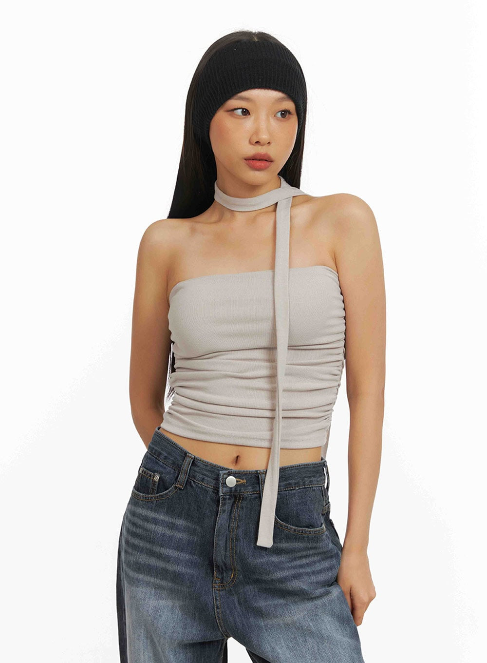 Shirred Tube Top with Scarf Set IY422