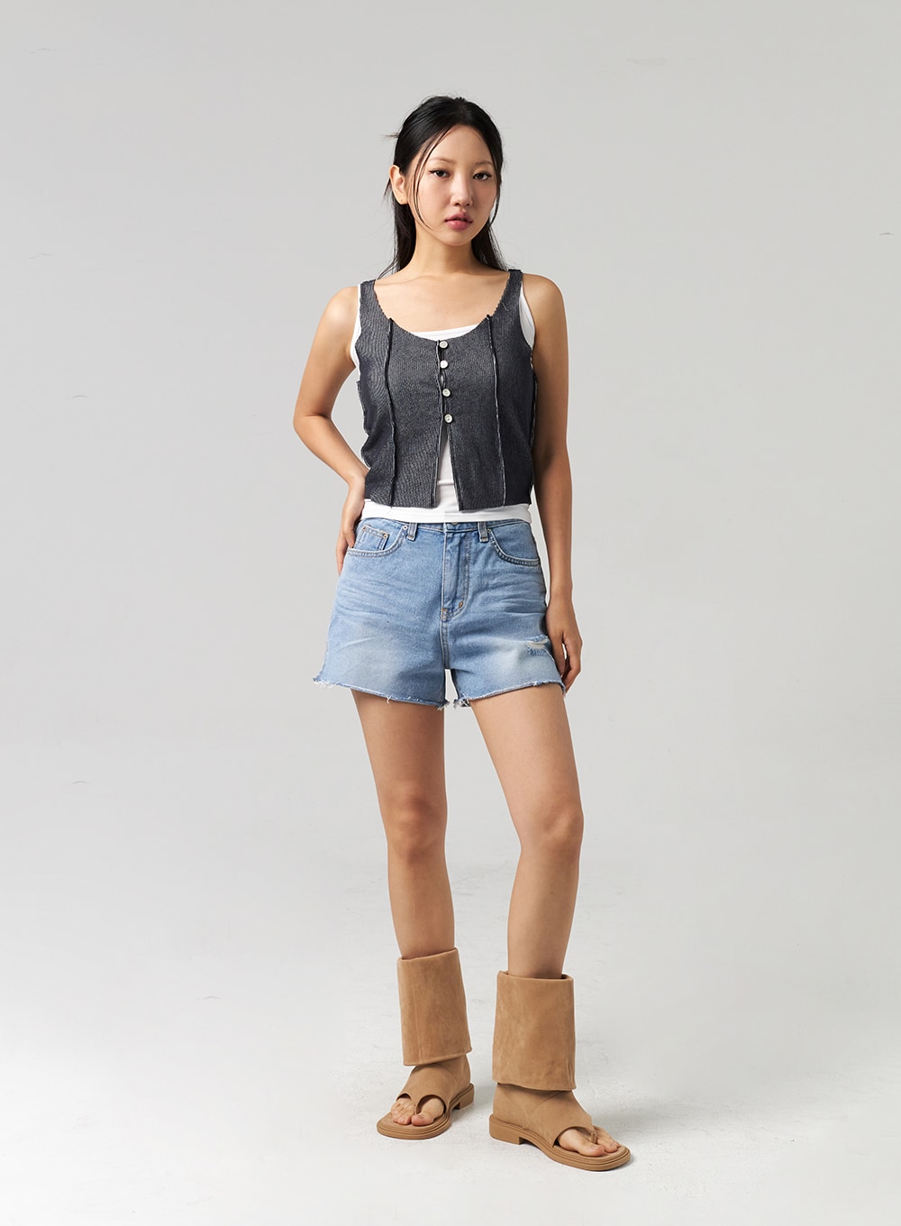 Cut Out Toe Mid-Calf Boots CL310