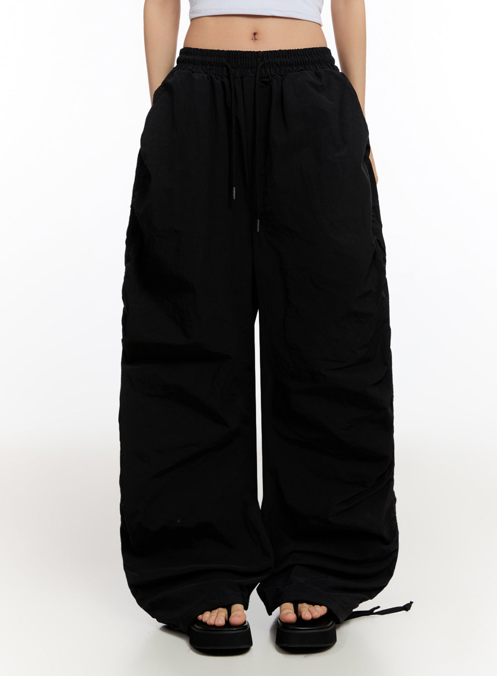 Adjustable Wide-Leg Nylon Pants IU509