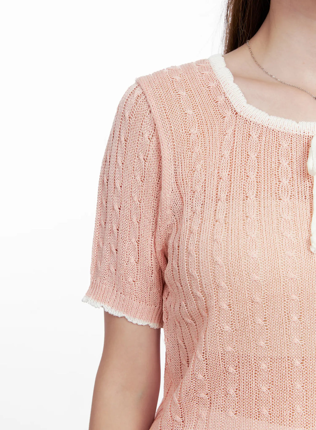 Contrast Trim Ribbon Knit Shirt CL523