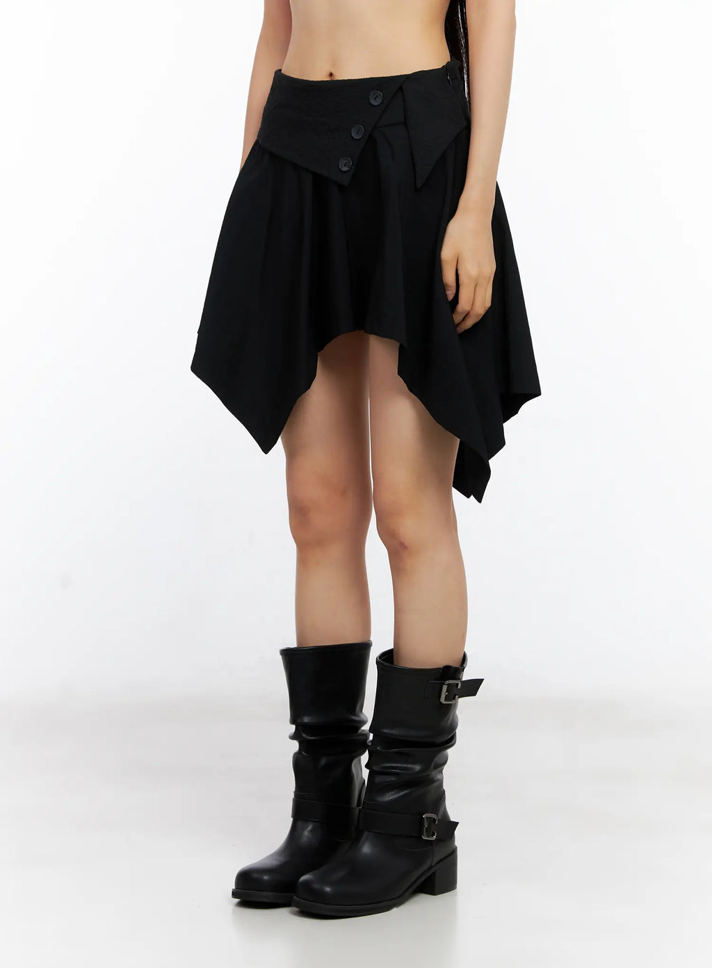 Asymmetric Frill Button Skirt CL530