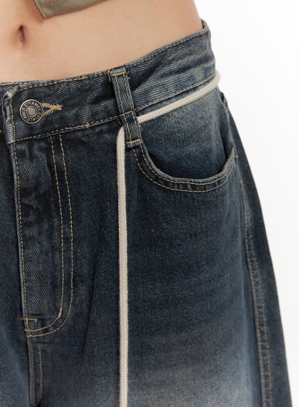 Vivian Washed Cotton Baggy Jeans CD409