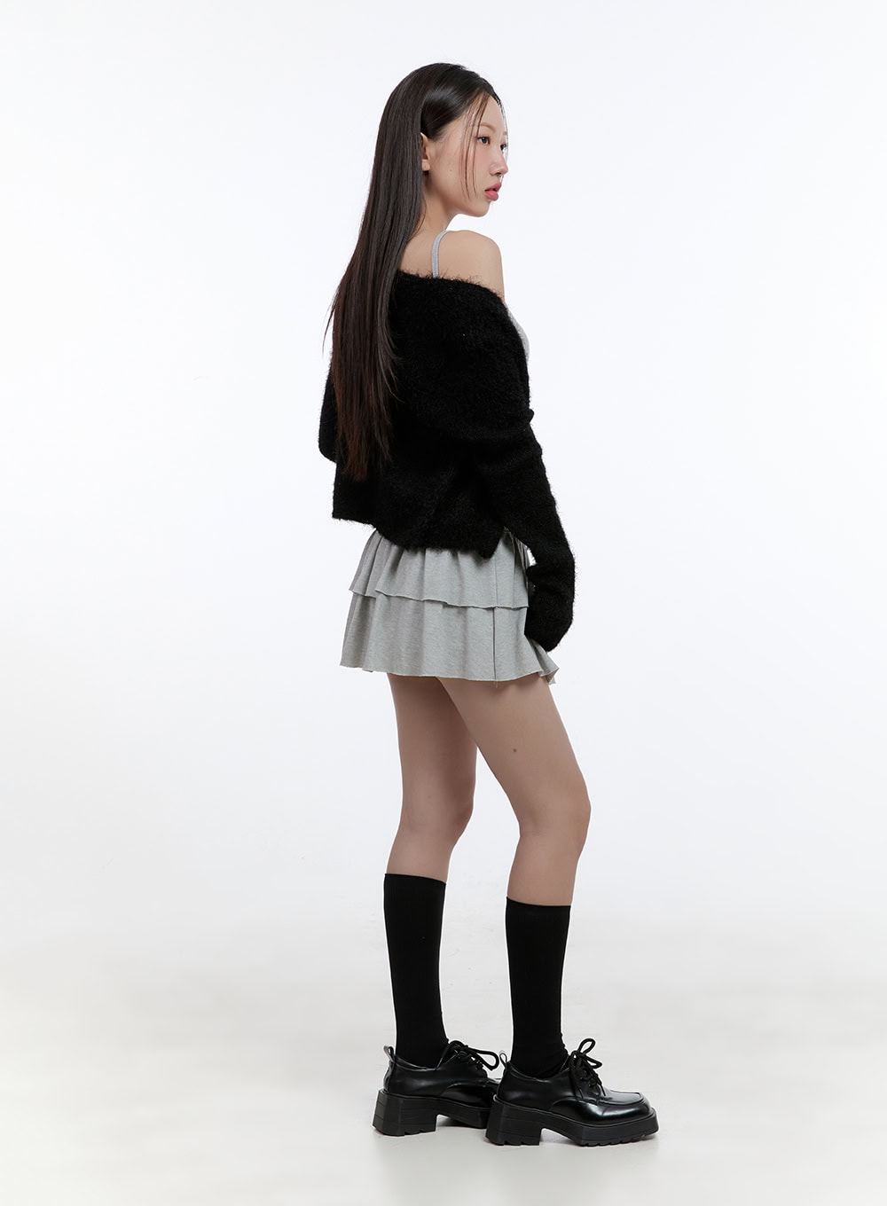 Charm Lace-Up Ruffle Mini Skirt CS406