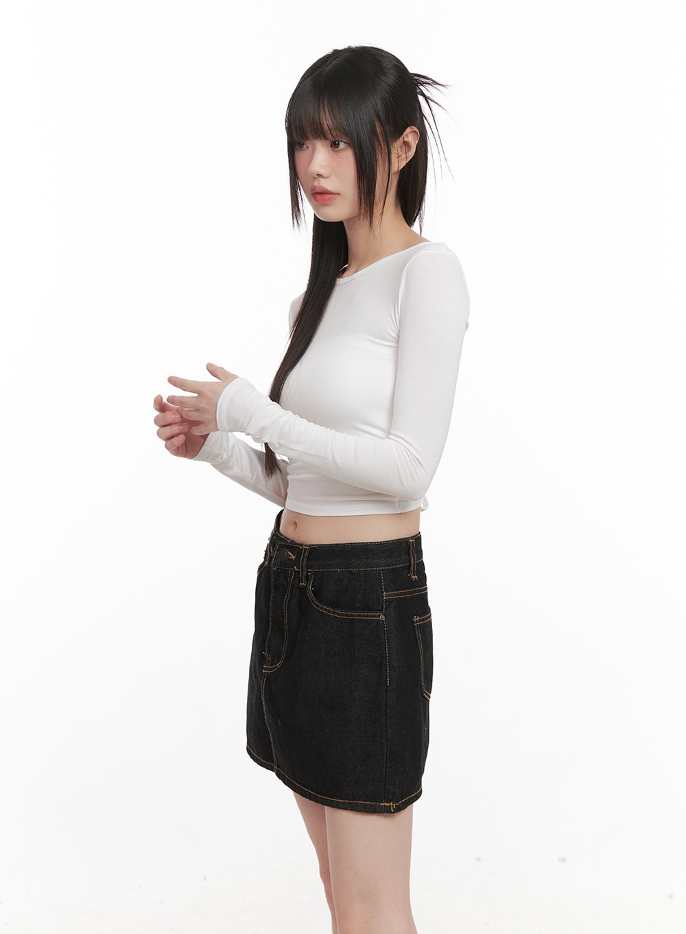 X-Strap Backless Long-Sleeve Crop Top CJ524