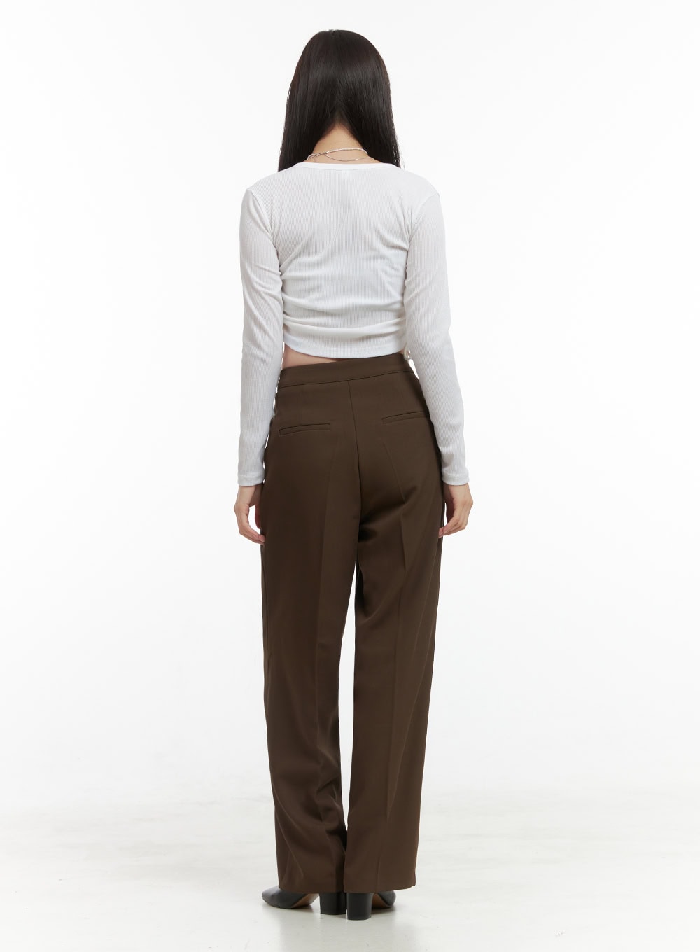 V-Neck Buttoned Shirred Crop Top OO416