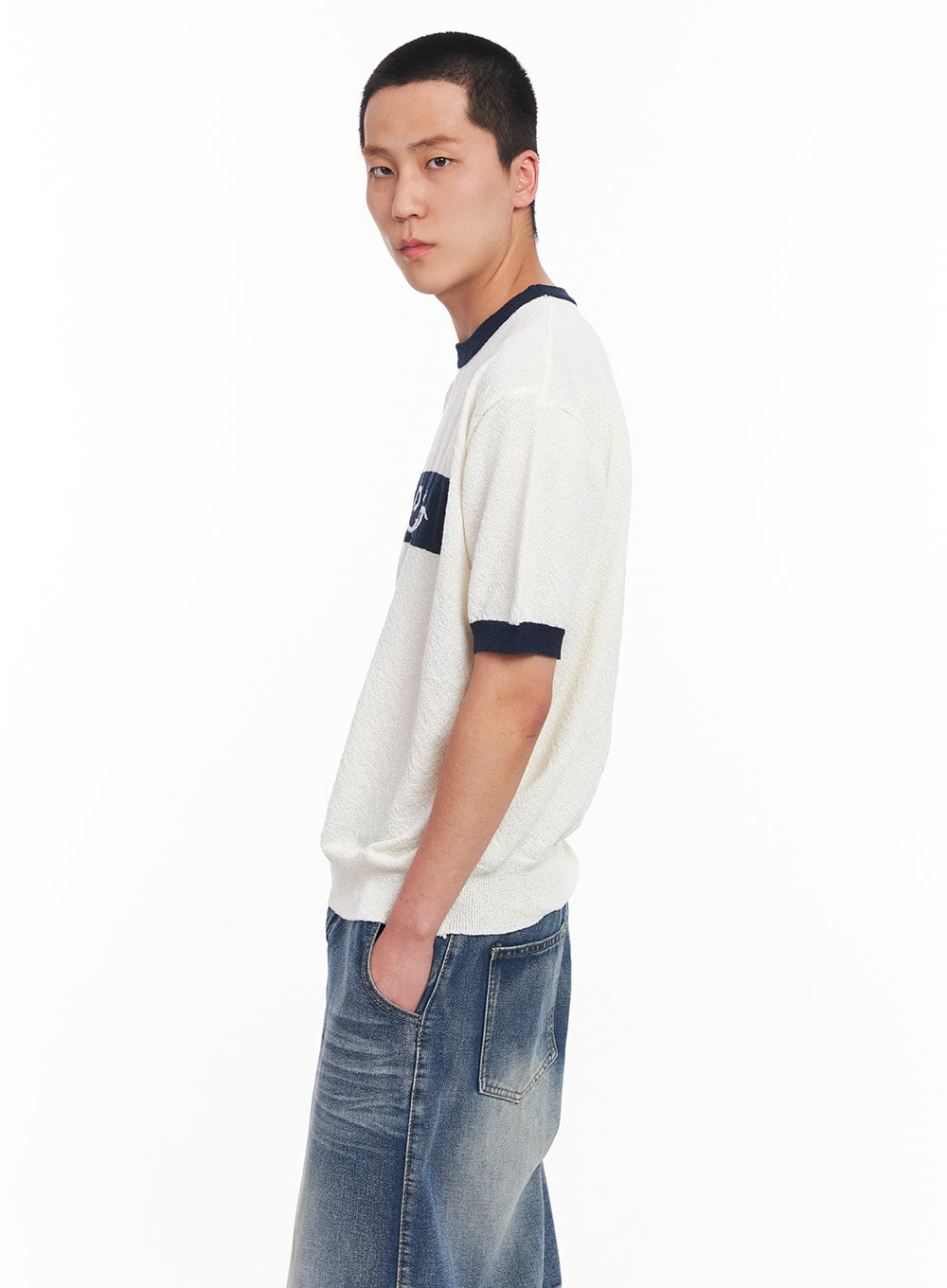 Men's Contrast Knit T-Shirt IU503