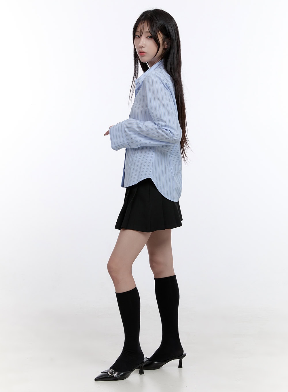 Stripe Button-Up Collared Shirt CO418