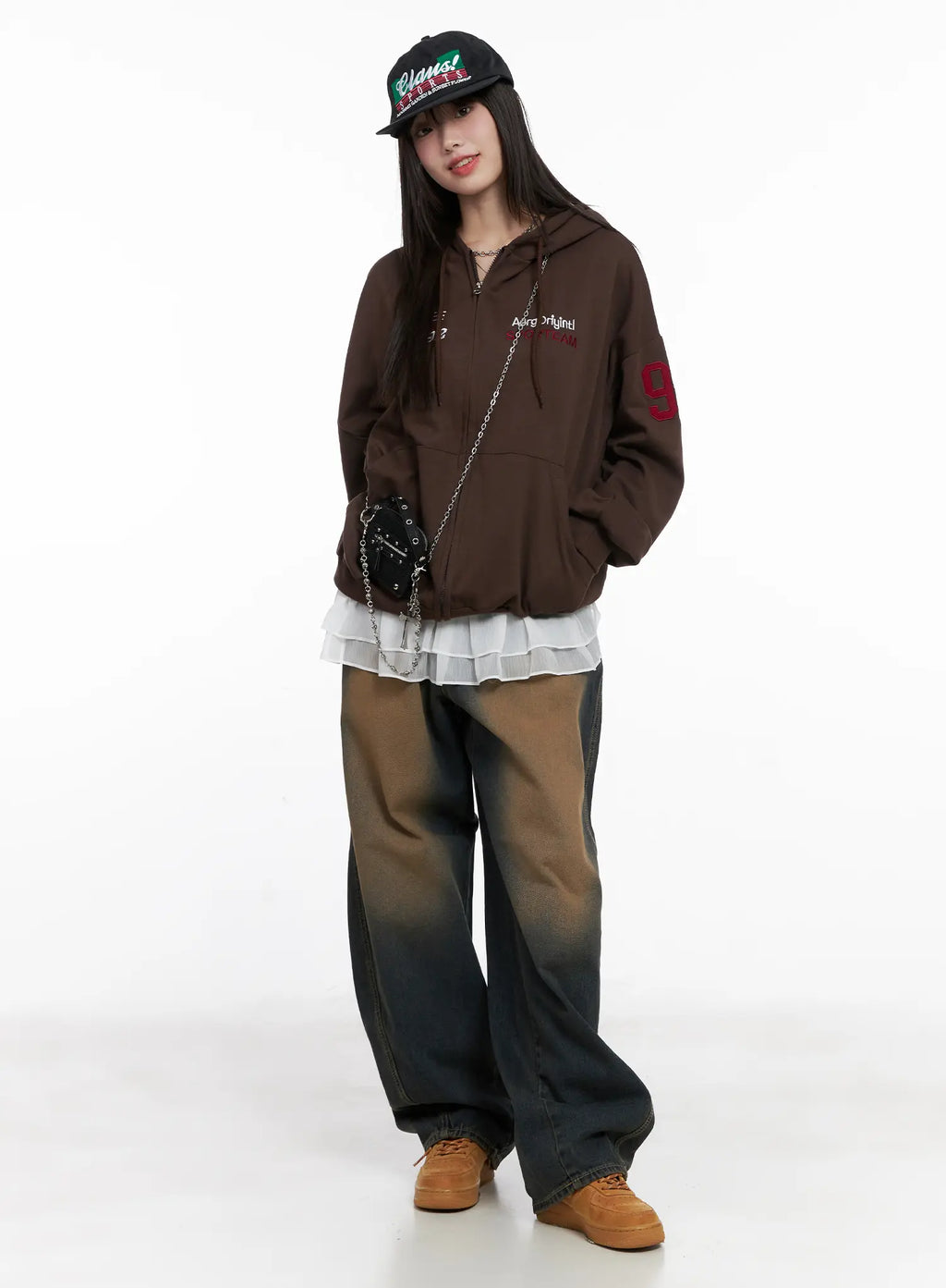 Oversized Graphic Zip-Up Hoodie CG519