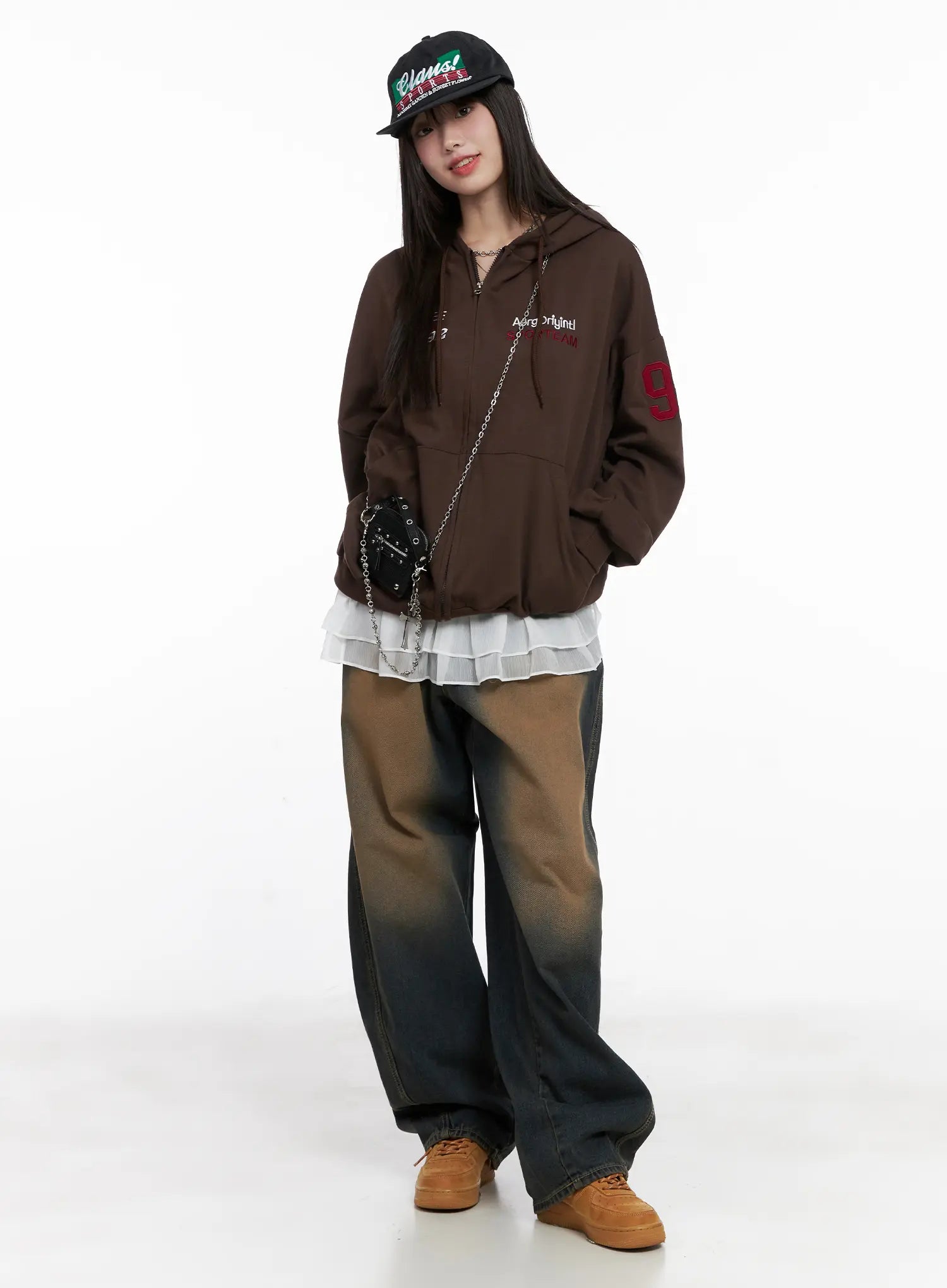 Oversized Graphic Zip-Up Hoodie CG519