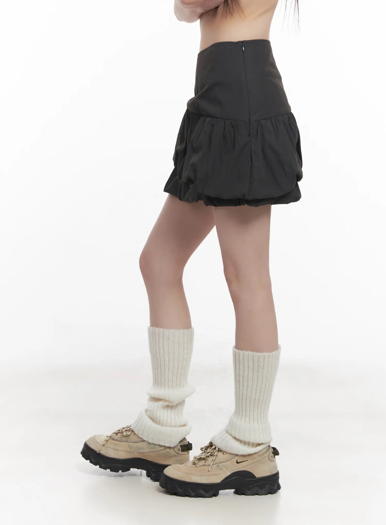 Asymmetric Shirred Mini Skirt CU518