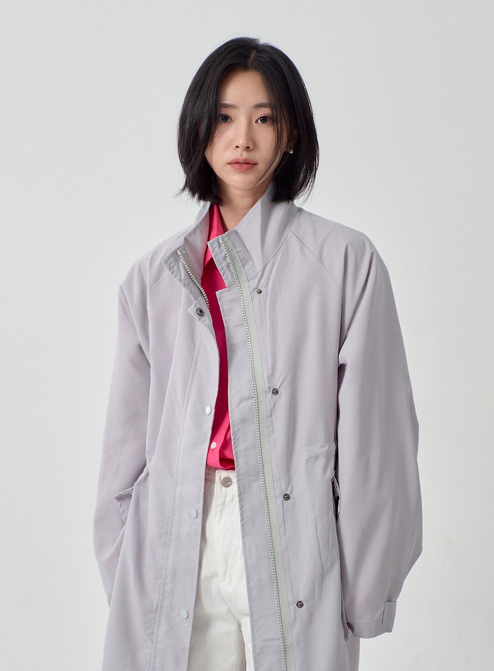 Pocket Oversized Zip-Up Coat OF301