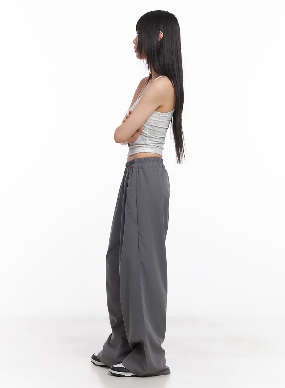 Wide-Fit Pintuck Nylon Trousers CY512