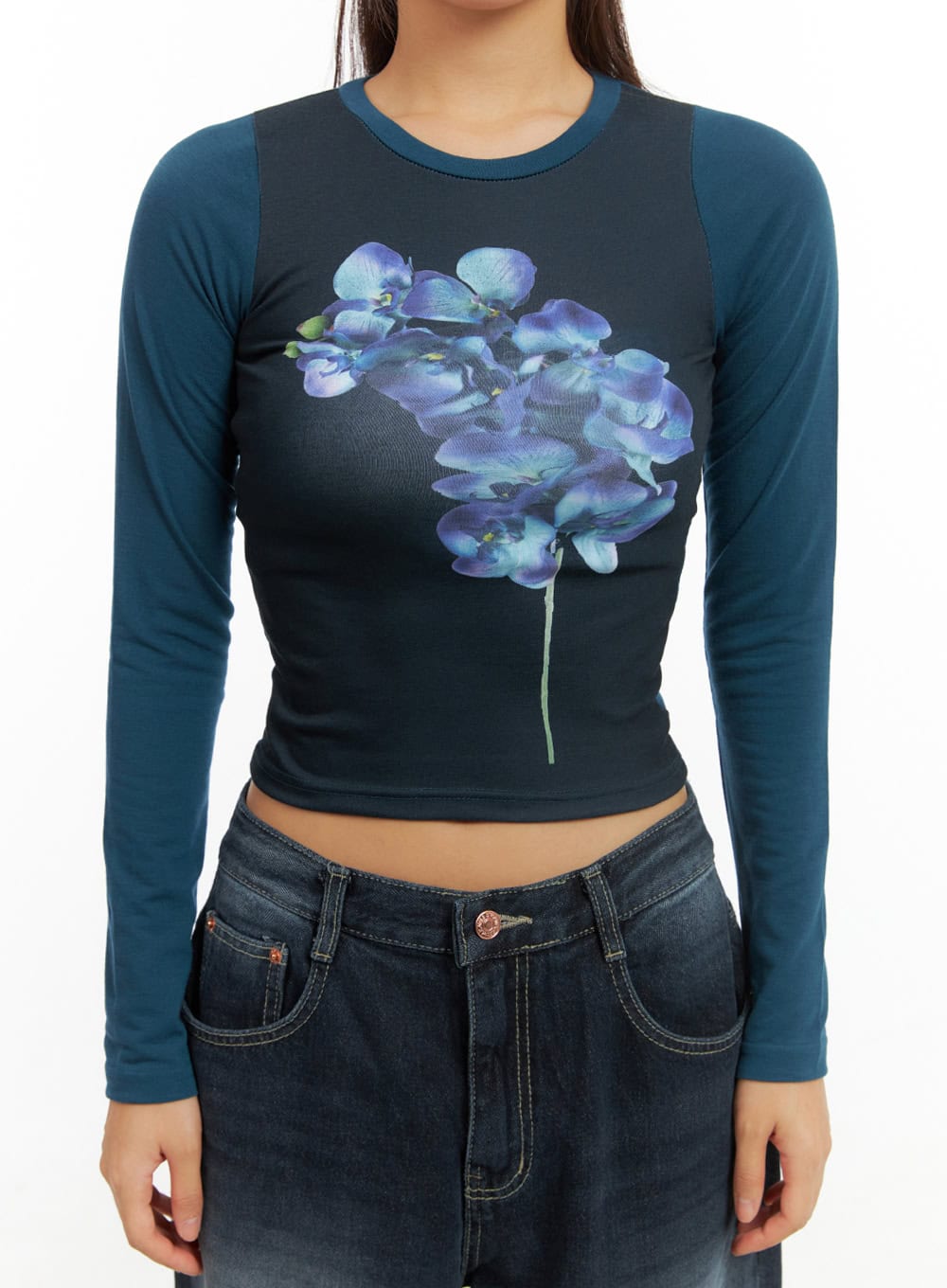 Flower Graphic Bliss Long Sleeve Top IS402