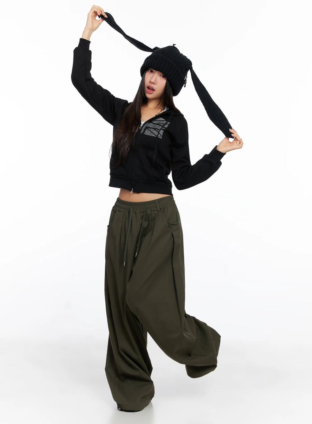 Graphic Cropped Hoodie CO515