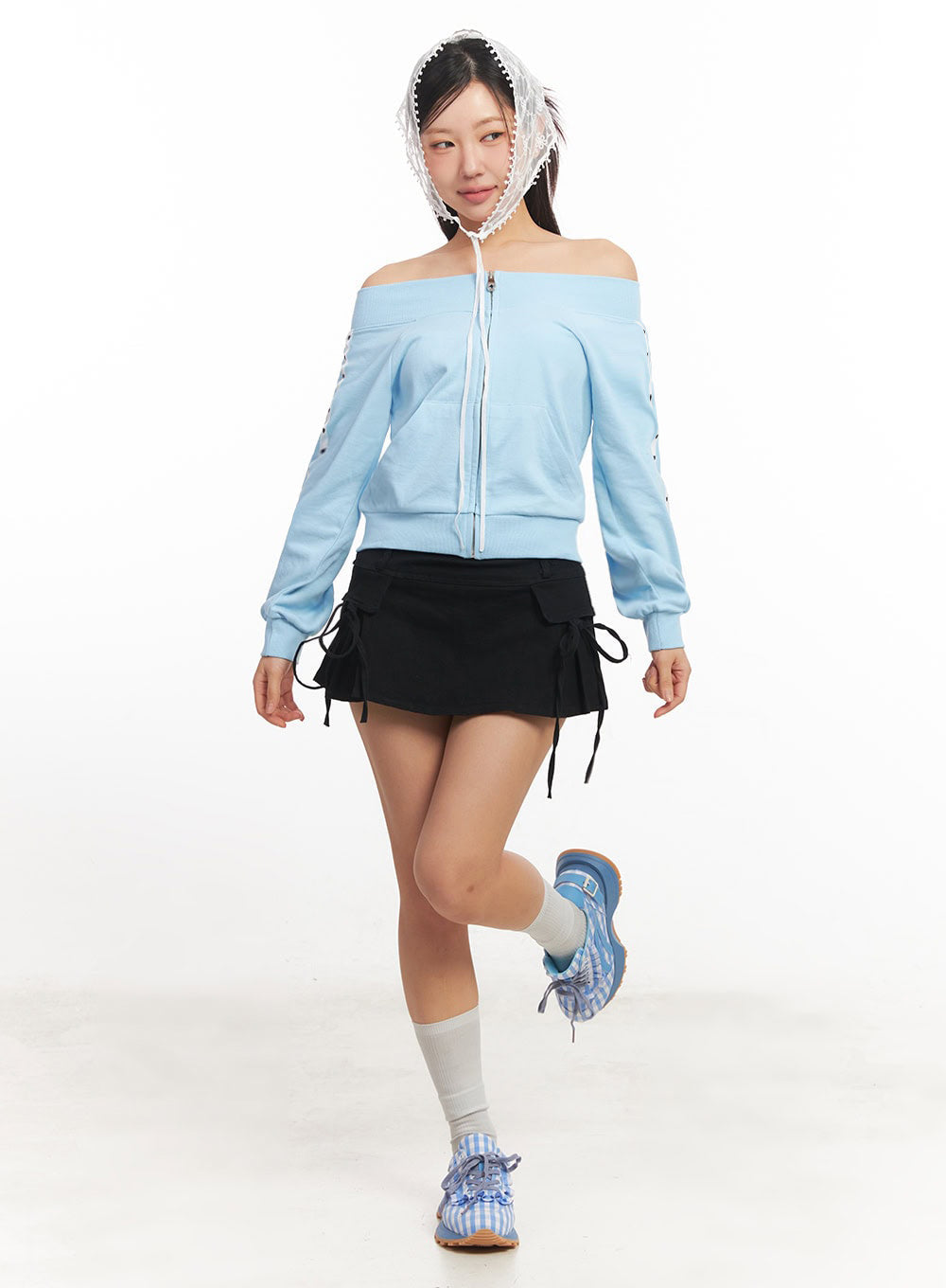 Heart Off-Shoulder Zip-Up Jacket IA524