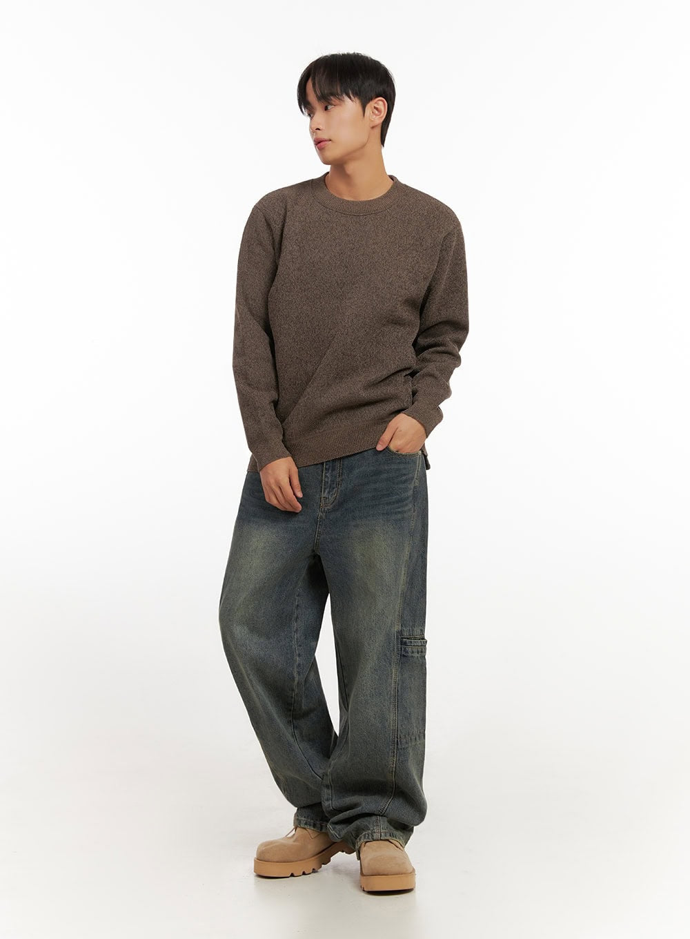 Men's Side Slit Washed Jeans ID406