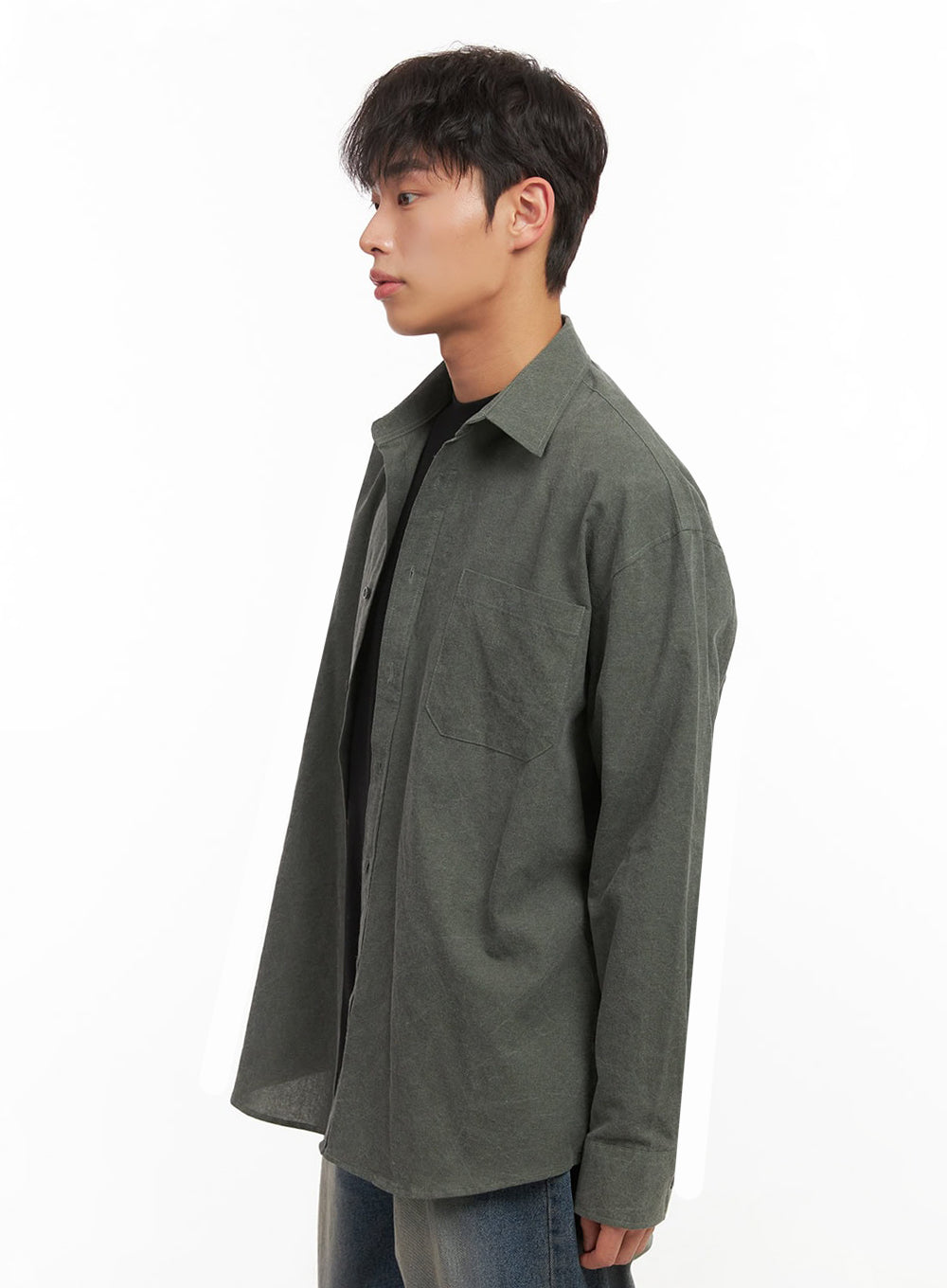 Men's Washed Oversized Collar Shirt ID427