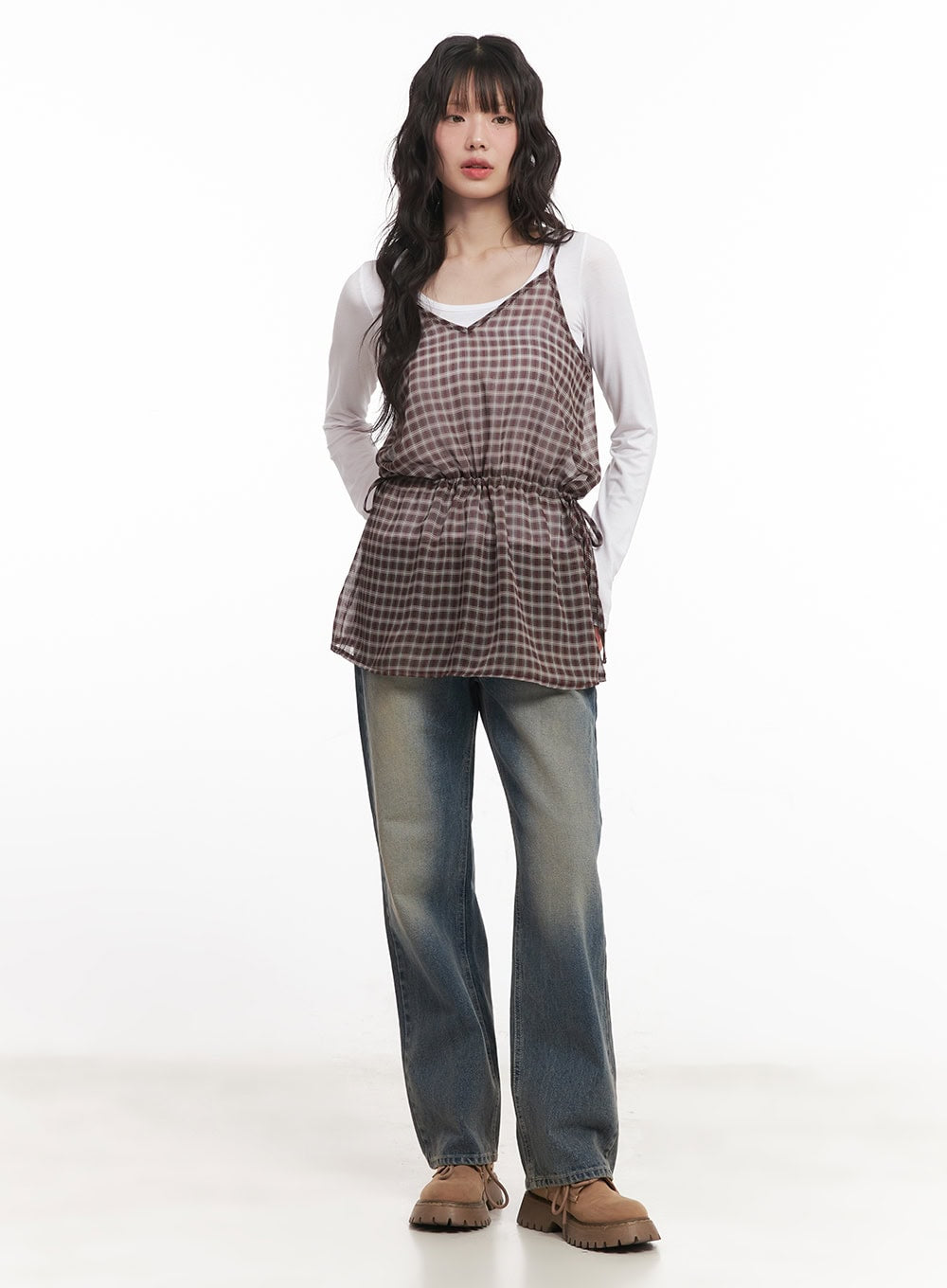 Sheer Checkered Mini Dress CM519